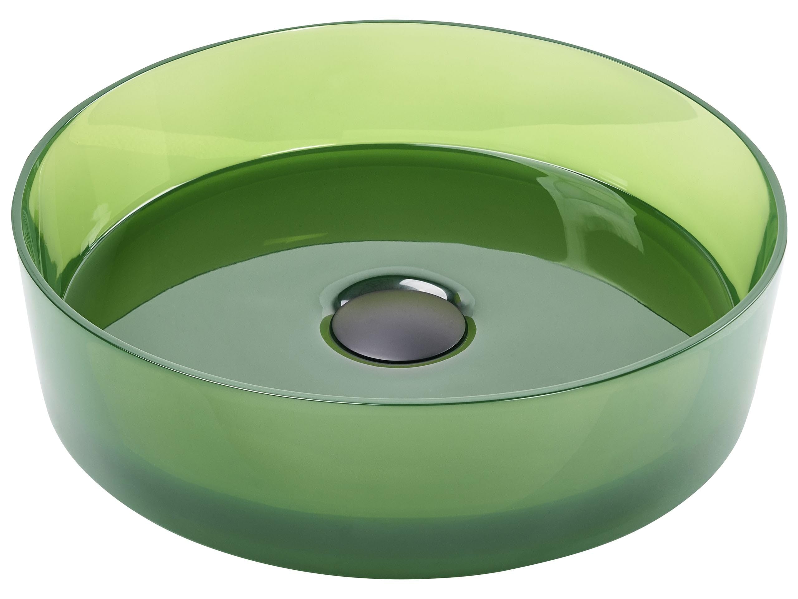 Lavabo sobre encimera de baño redondo solid surface transparente 36 cm verde Tolosa