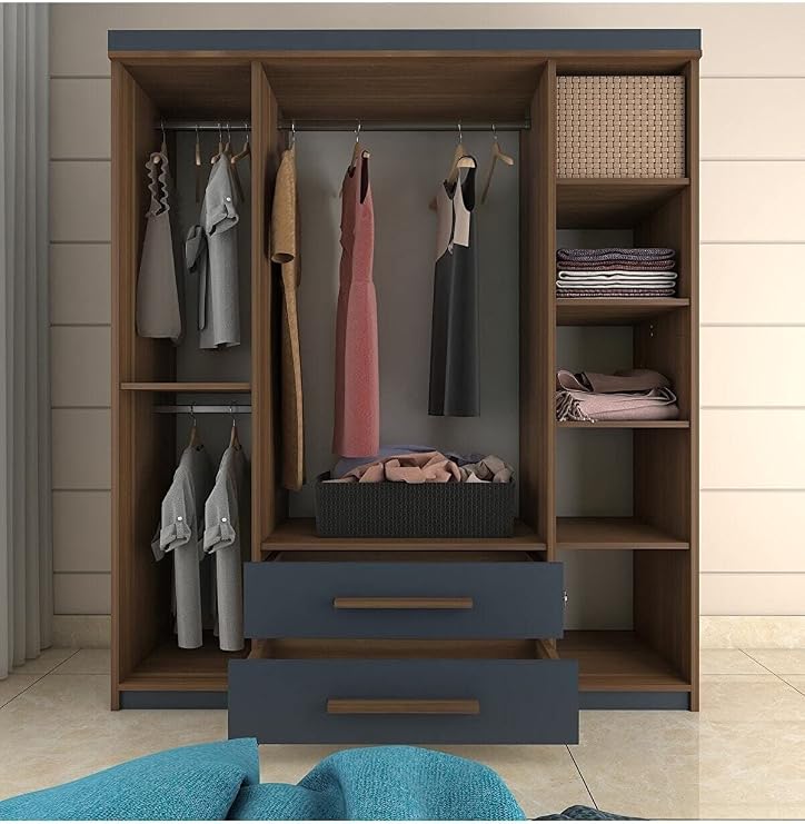 metallia GM817 PERLA LUXURY WARDROBE WALNUT-ANTHRACITE GRAY WITH 4 DOORS AND 2 DRAWERS