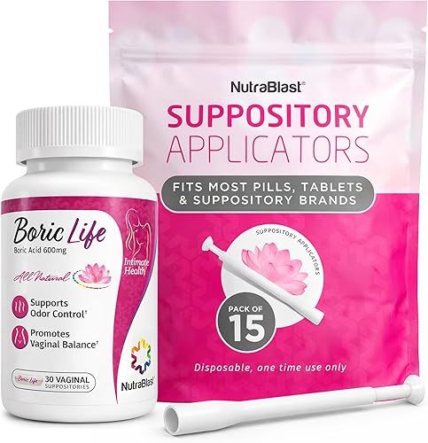Miniatura 11 de NutraBlast Supositorios vaginales de ácido bórico, 100% puro, fabricados en Estados Unidos, apoyo para la salud íntima de Boric Life (30 unidades)