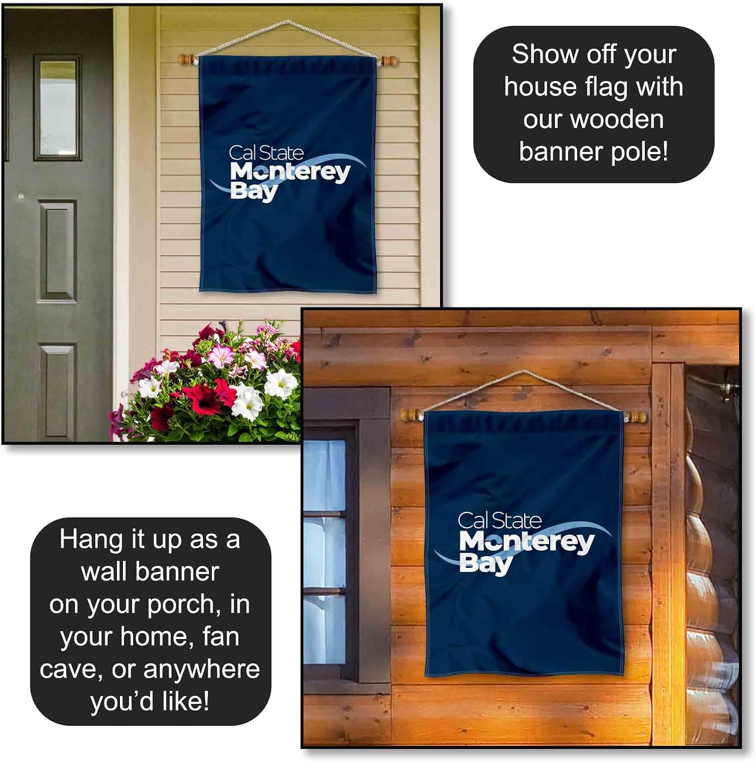 Cal State Monterey Otters Wordmark Double Sided House Banner Flag