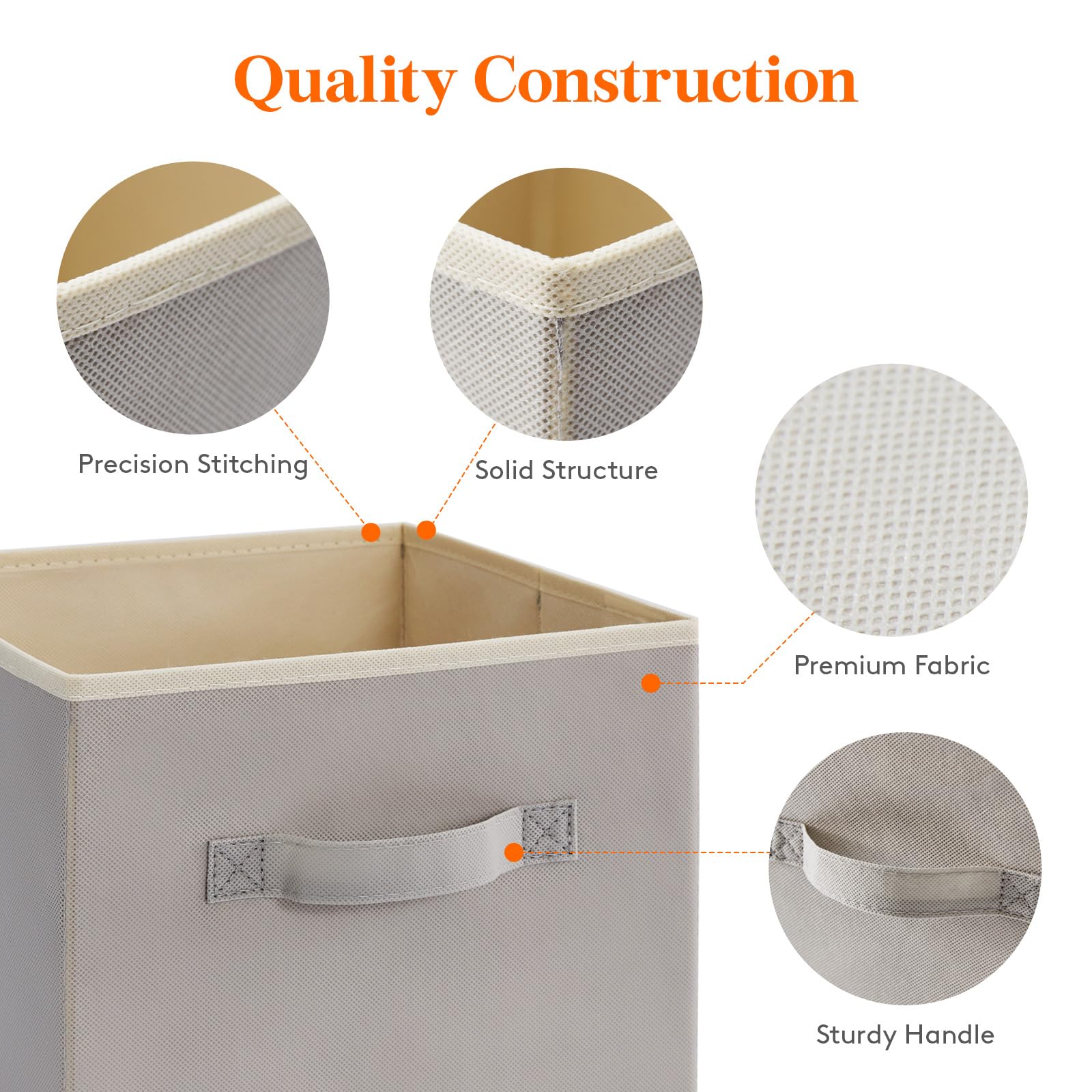 Lifewit Set 6 Cubi Portaoggetti Pieghevoli In Tessuto Grigio 33x38x33 Cm 42L – Cesti Con Manici Per Armadio, Vestiti E Giocattoli - 2