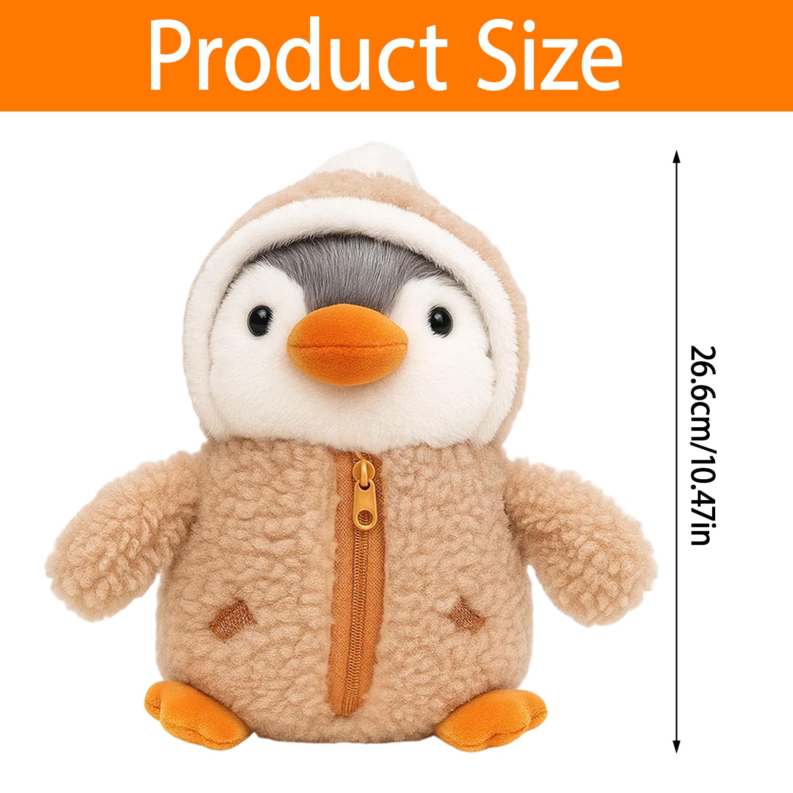 WaaRiuQ 1 Piece Zipper Costume Change Penguin Teddy, Penguin Plush Stuffed Animal, Soft Pnguin Toy for Kids And Adults Brown - Image 2