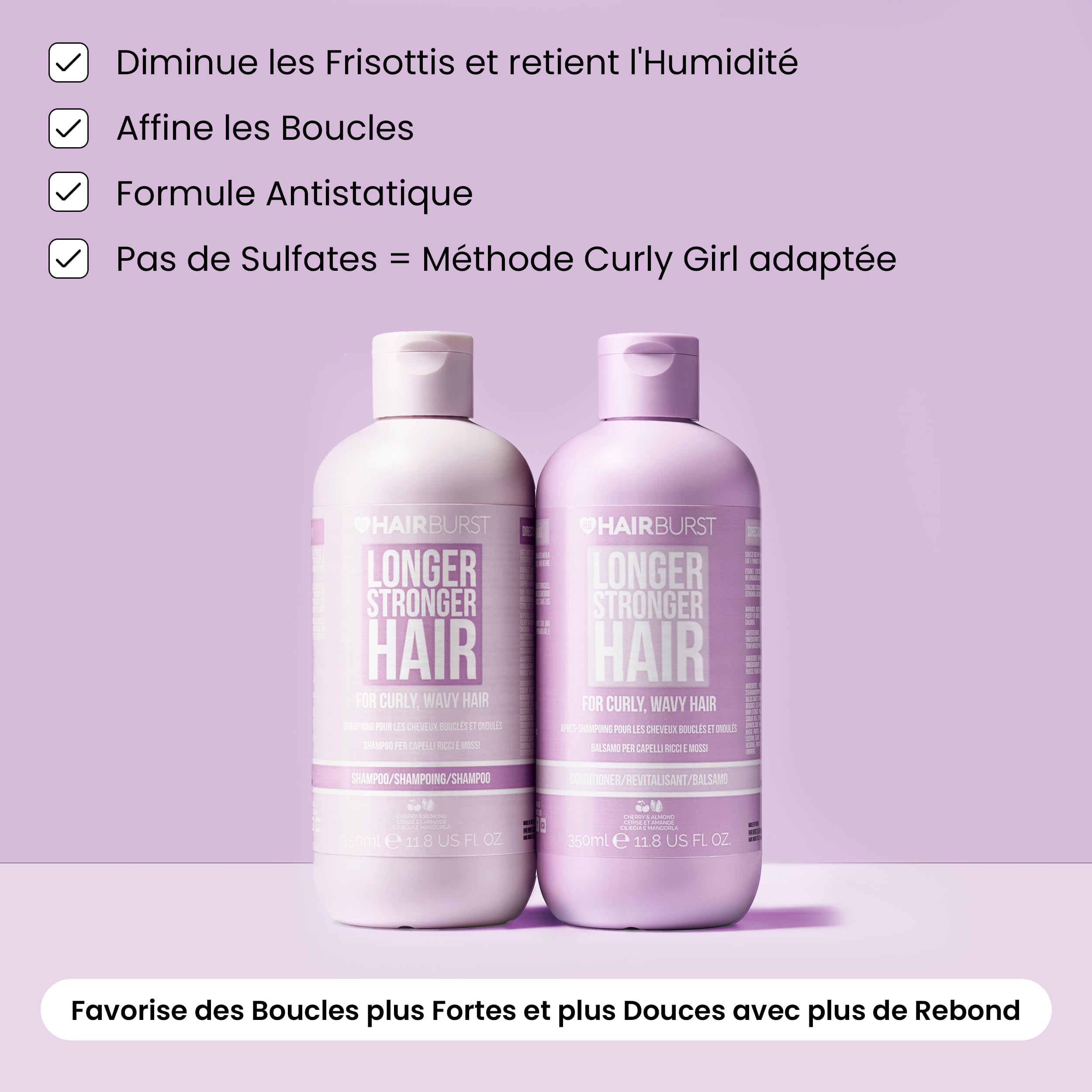 HAIR BURST Shampoing et Après-shampoing pour Cheveux Bouclés et Ondulés - Sans Sulfates et Parabens, Approuvé par la Méthode Curly Girl