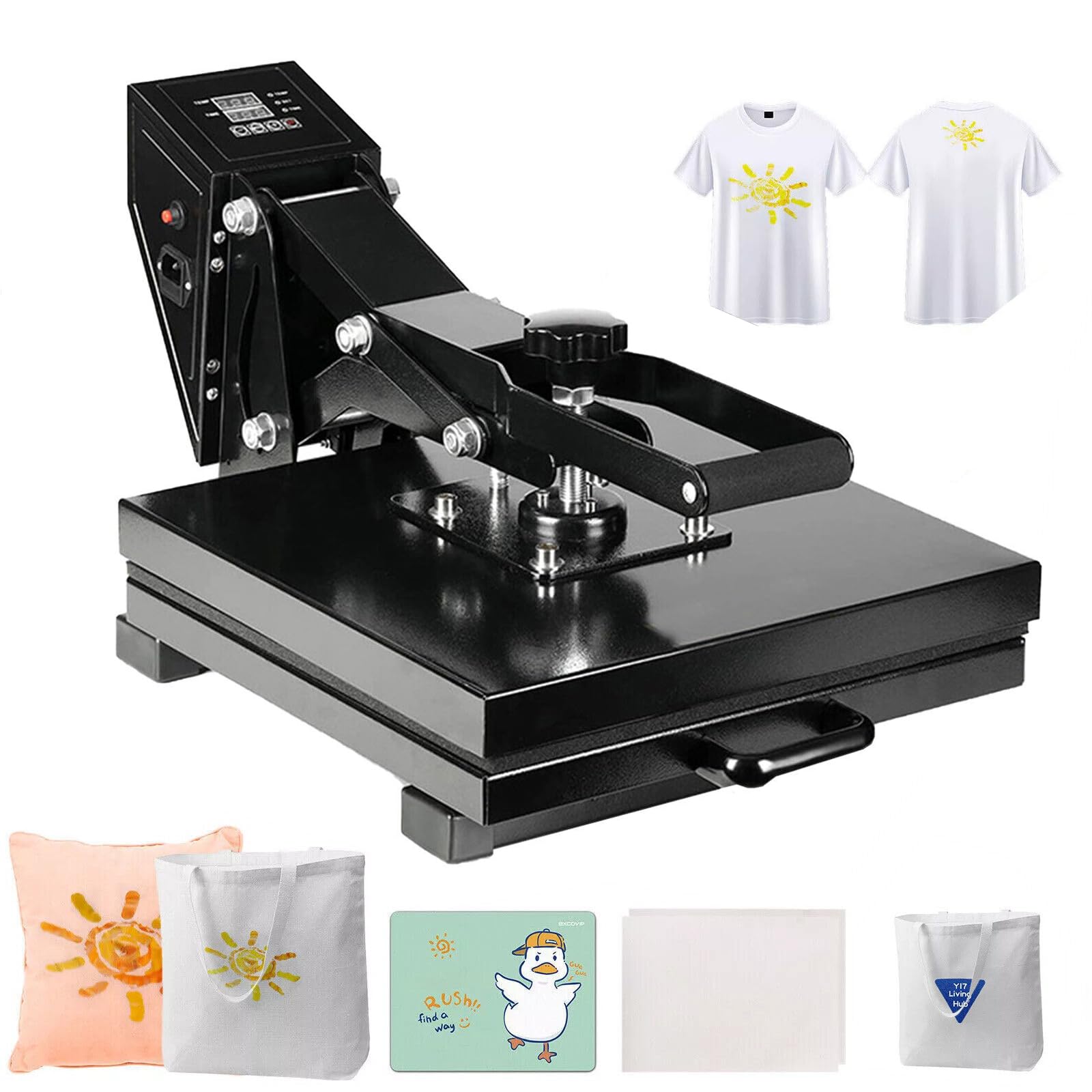 40x50cm Transferpresse Hitzepresse Heißpresse Maschine Heat Press 2000W DIY Mulitifunktional Sublimationsmaschine Wärmepresse Textilpresse für T-Shirts Kissen Mauspads Tasche