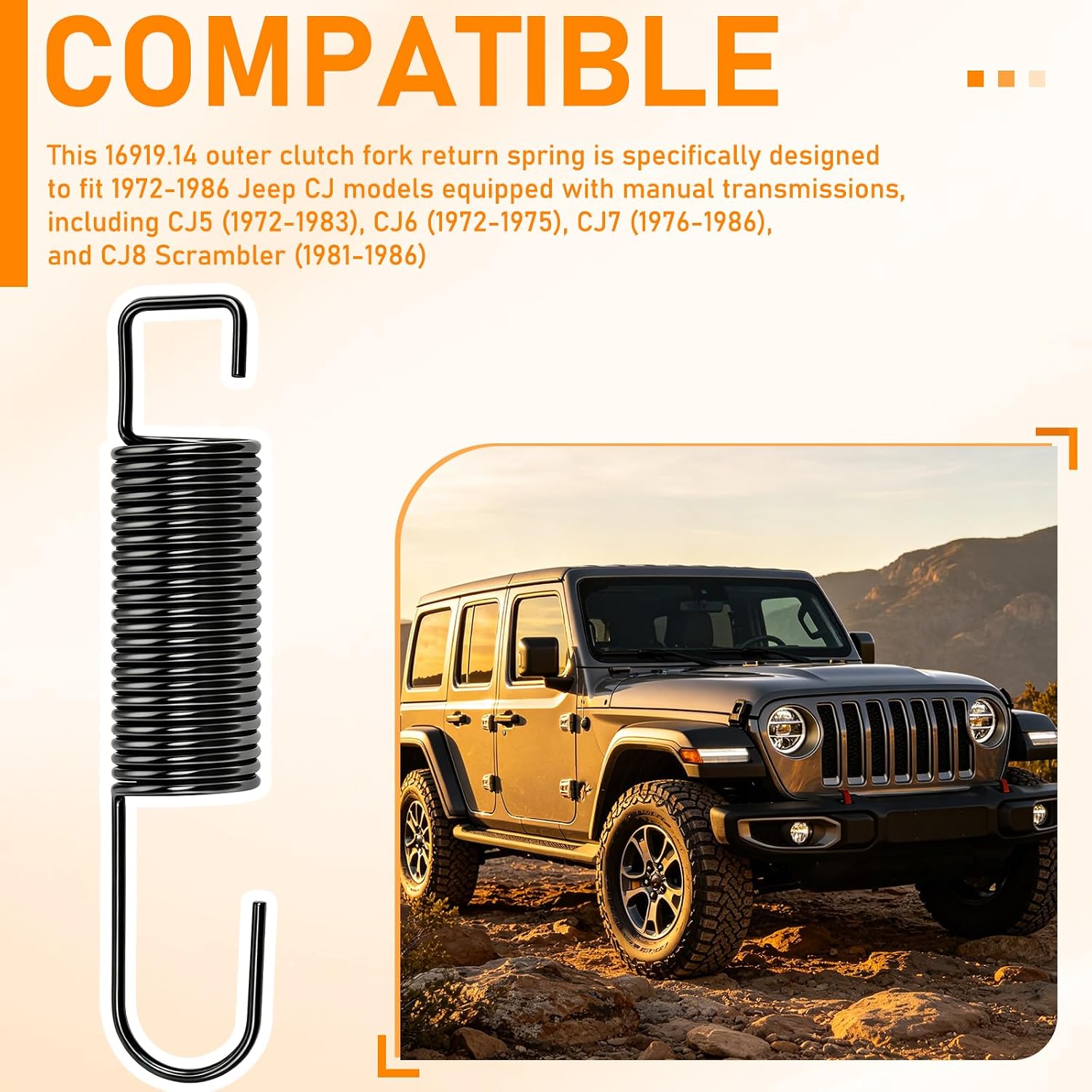 16919.14 Clutch Fork Outer Return Spring for Jeep CJ – 2 Pack | Fits 1972-1986 CJ5, CJ6, CJ7, CJ8 Scrambler with Manual Transmissions, Replaces 5351252