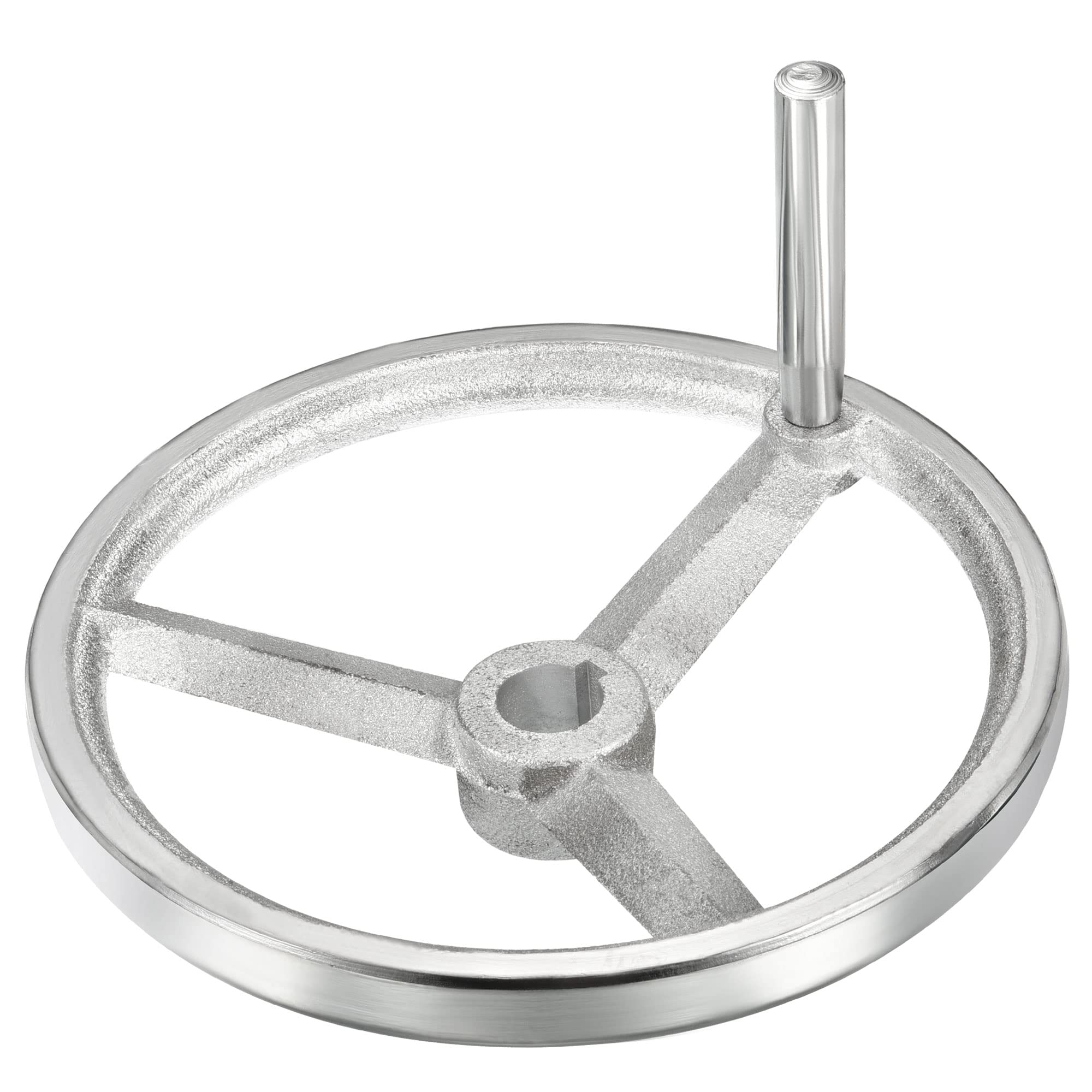 PATIKIL 193mm/7.6" Diametro Rotativo Volantino, 1pz Ghisa Cromato Placcato con Maniglia per Molti Tipi Di Fresatrici Macchine e Torni, Argento Tono