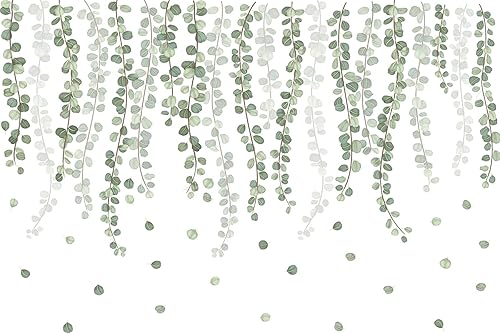 Miniatura 8 de AUHOKY - Calcomanías de pared de enredaderas colgantes, ramas de cuerdas, calcomanías de pared, papel tapiz removible de hojas de árbol verde para
