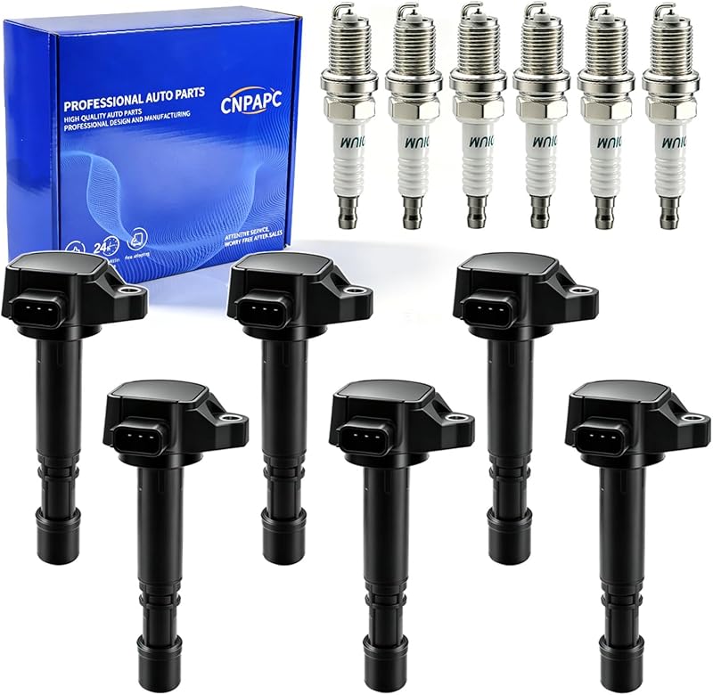 Kit de bobinas de ignição UF242 CNPAPC com velas de ignição para Acura, Honda e Saturn – 6 bobinas + 6 velas