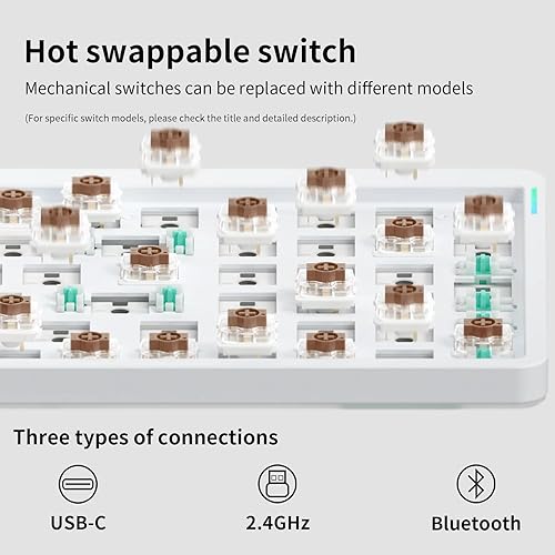 Miniatura 5 de nuphy Teclado mecánico inalámbrico Air96 V2, teclado retroiluminado RGB de 100 teclas, compatible con Bluetooth 5.1, 2.4G y conexión con cable, para