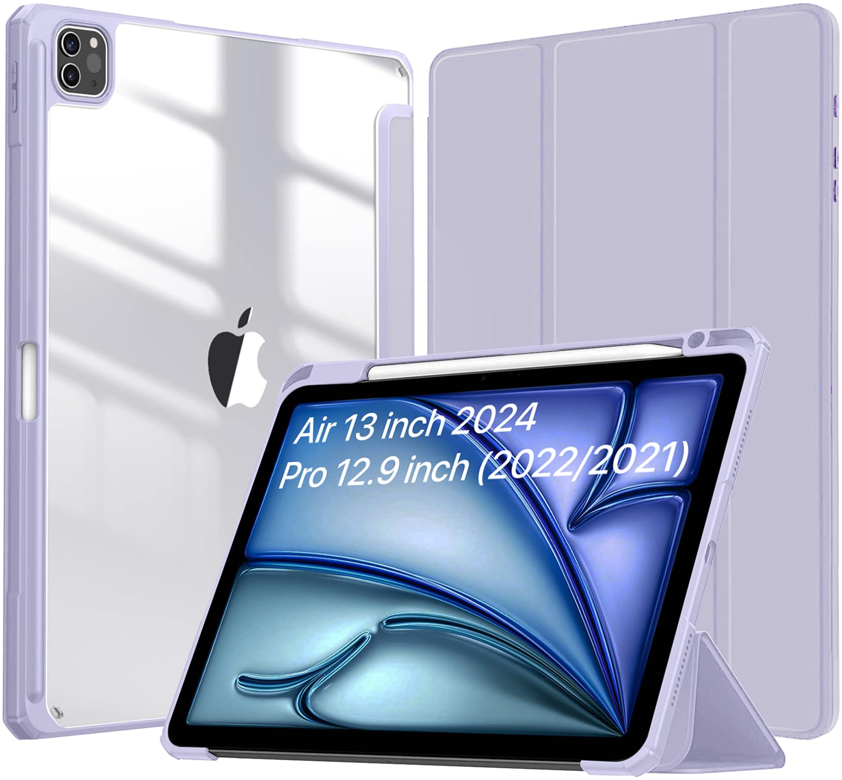 Robustrion for iPad Air 13 inch Cover Case/for iPad Pro 12.9 inch with [Pencil Holder] [Transparent Back] Hybrid Case Cover for iPad Air 13 inch 2024 [Auto Sleep Wake Support] - Lavender (B0D42Z19P3) Amazon Price History, Amazon Price Tracker
