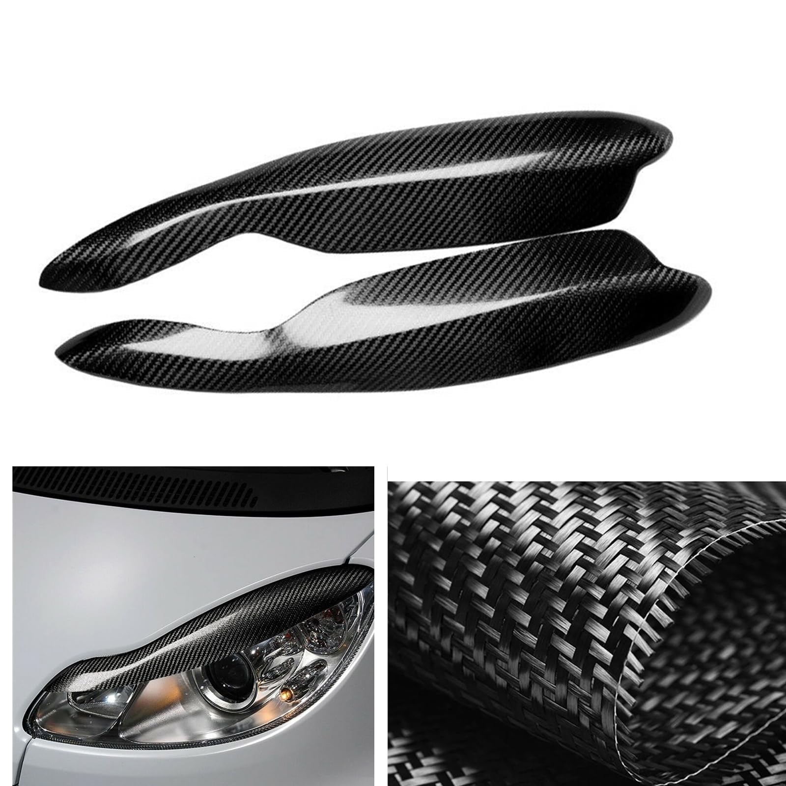 Autoscheinwerfer Augenbrauen Augenlid Abdeckung für Benz Smart Fortwo W451 2007-2014, ABS Scheinwerfer Augenbrauen Aufkleber, Autoscheinwerfer Wimpern Augenbrauen, Außen Zubehör