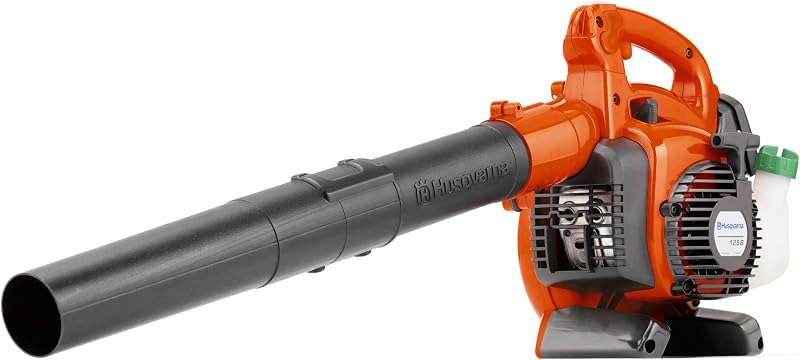 Soplador de hojas a gas Husqvarna 125B, sopladores de hojas portátiles para el cuidado del césped | Soplador de hojas a gasolina, motor de 2 tiempos de 28 cc, 470 CFM, 170 MPH, potente rendimiento de limpieza de 12,5 N y diseño ergonómico