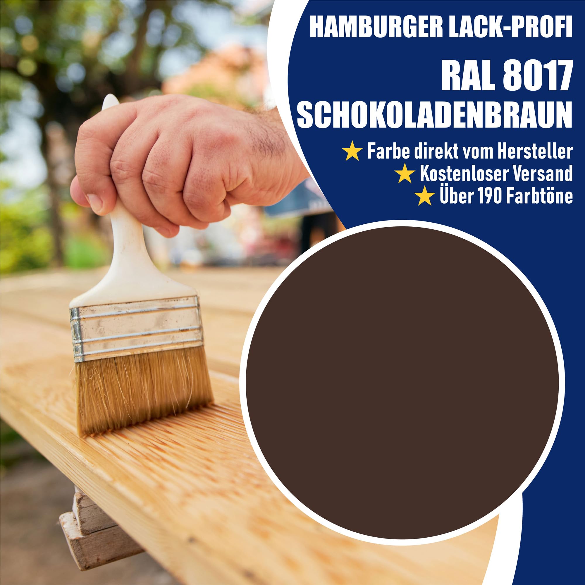 PU Holzschutzfarbe GLÄNZEND Schokoladenbraun RAL 8017 Braun Hochwertige Wetterschutzfarbe Holzfarbe Holzlack - PU verstärkt, UV-beständig und Wetterbeständig - Hamburger Lack-Profi (1 L)
