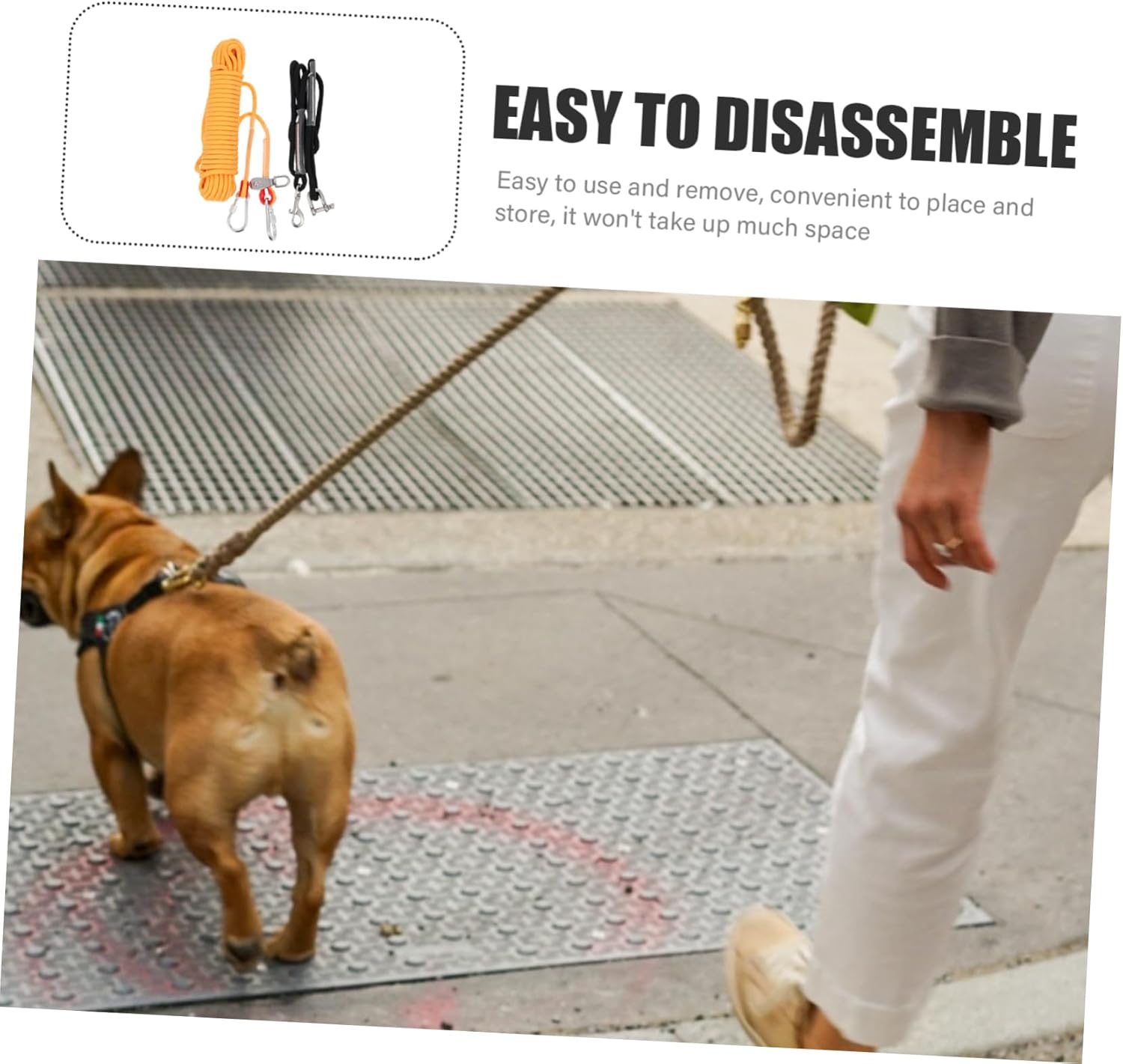 Happyyami Dog Cable Pet Dog Tie Out Cable No Stick Safe Easy to Operate Long Leash