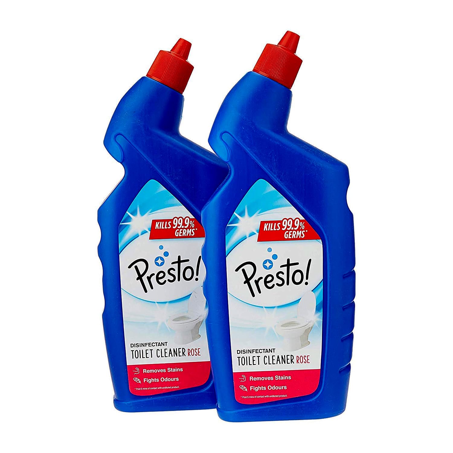 Amazon Brand - Presto! Disinfectant Toilet Cleaner | Rose | 2 Litre | 1 L x 2 Packs | Kills 99.9% Germs | Removes Stains | Fights Odours discount deal