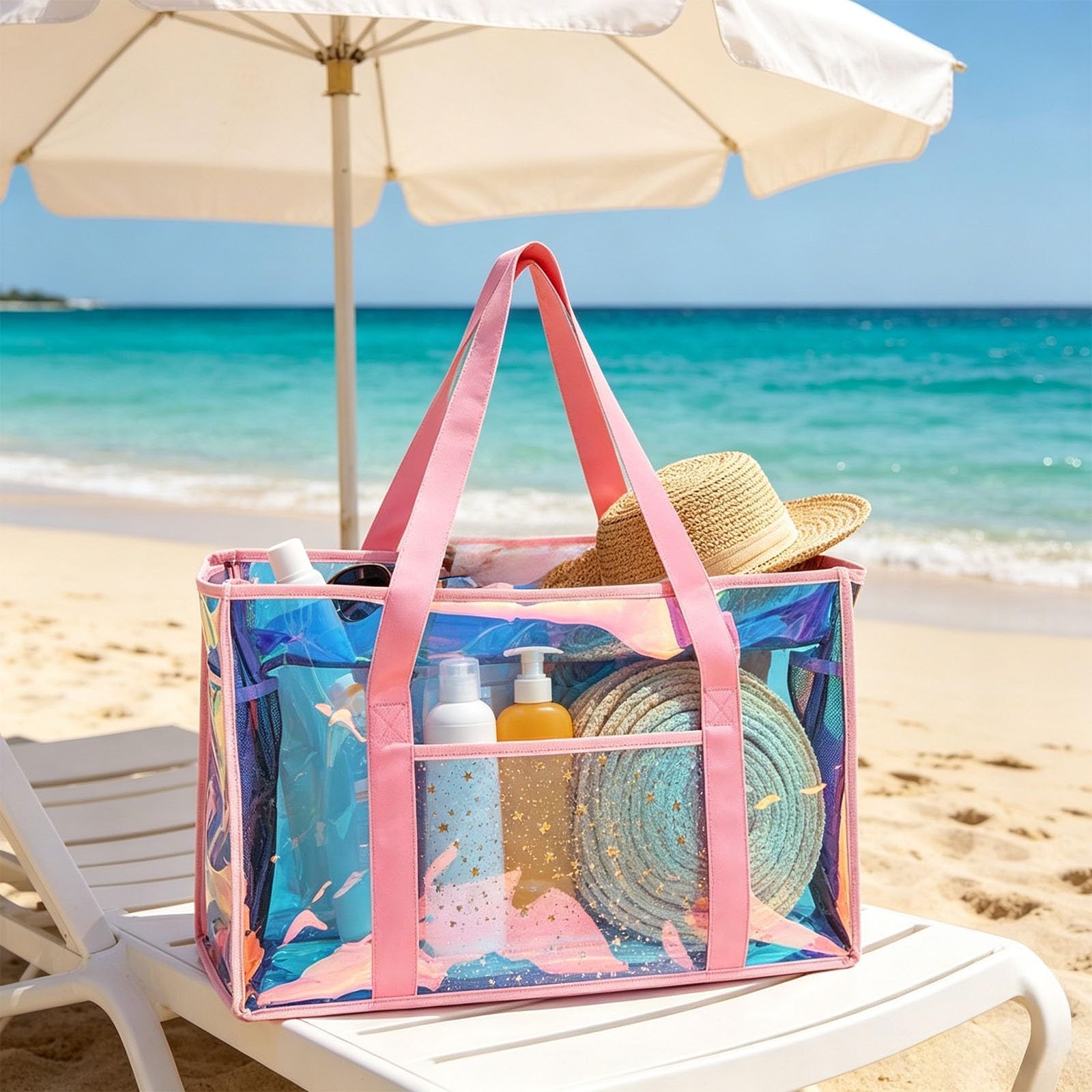 Borsa Mare Donna, Grande e Piccola da Spiaggia, Borsa Spiaggia Impermeabile, Protegge lo Smartphone da Sole per Viaggio, Vacanza, Piscina(Vari stili disponibili)