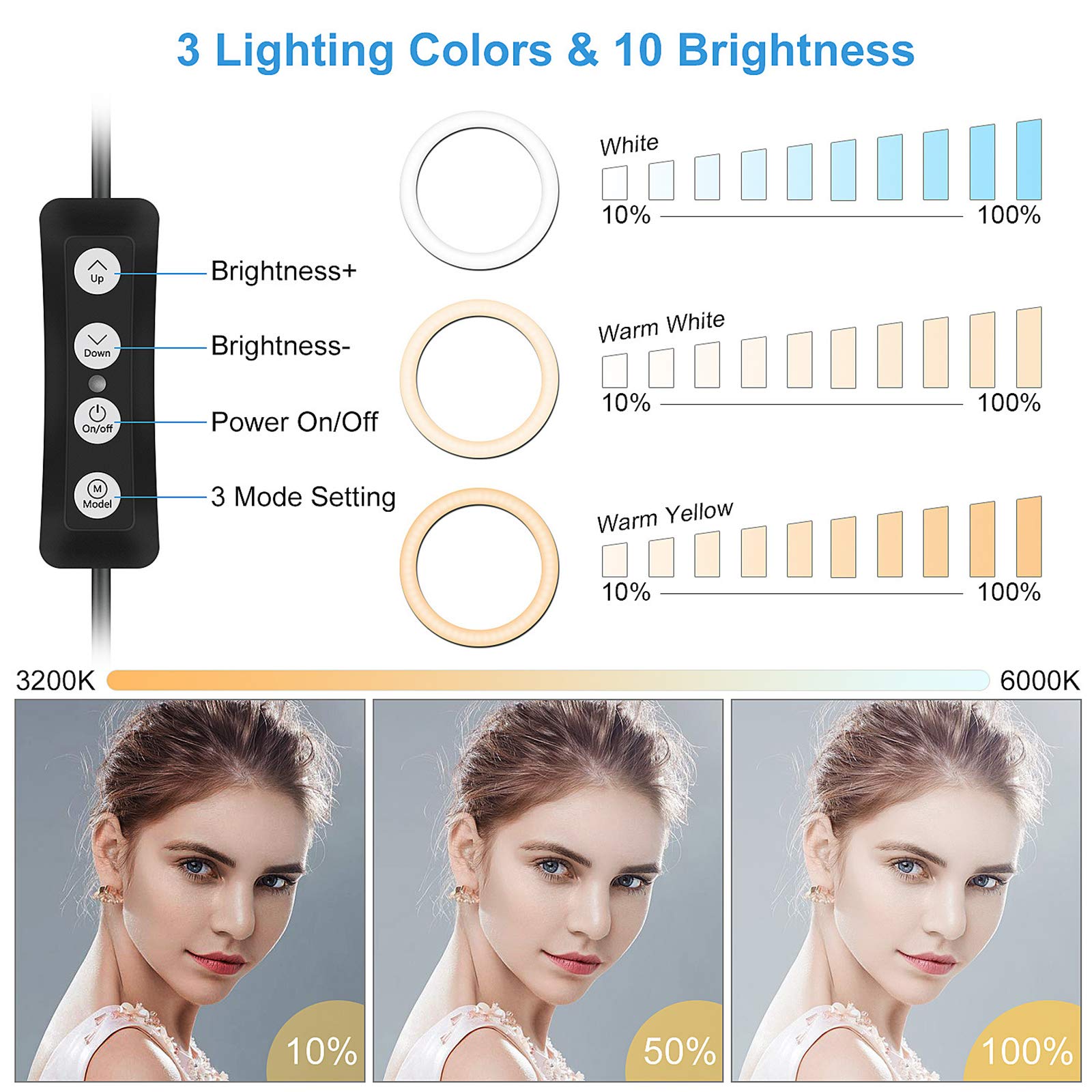 12-in Light Ring con allungabile basamento del treppiedi e supporto del telefono a distanza per il Live Streaming, selfie Ringlight per la macchina fotografica di registrazione video snd Fotografia