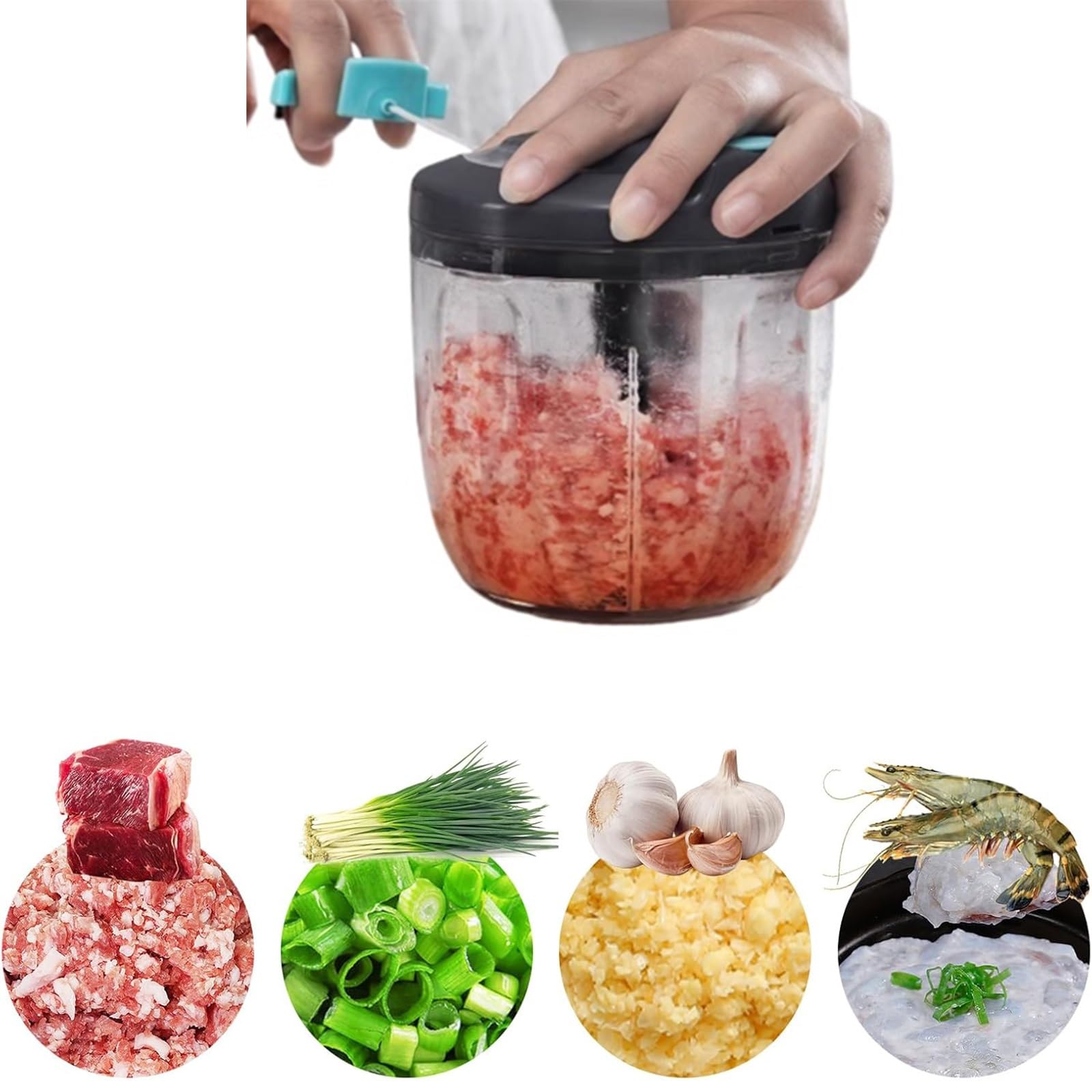 Tritacarne Multifunzione A Mano, Trita Aglio, Cipolla, Tritatutto Manuale, Trita Verdure, Facile da Pulire, for Zenzero, Frutta, Erbe, 500 Ml(12 * 13.5cm)