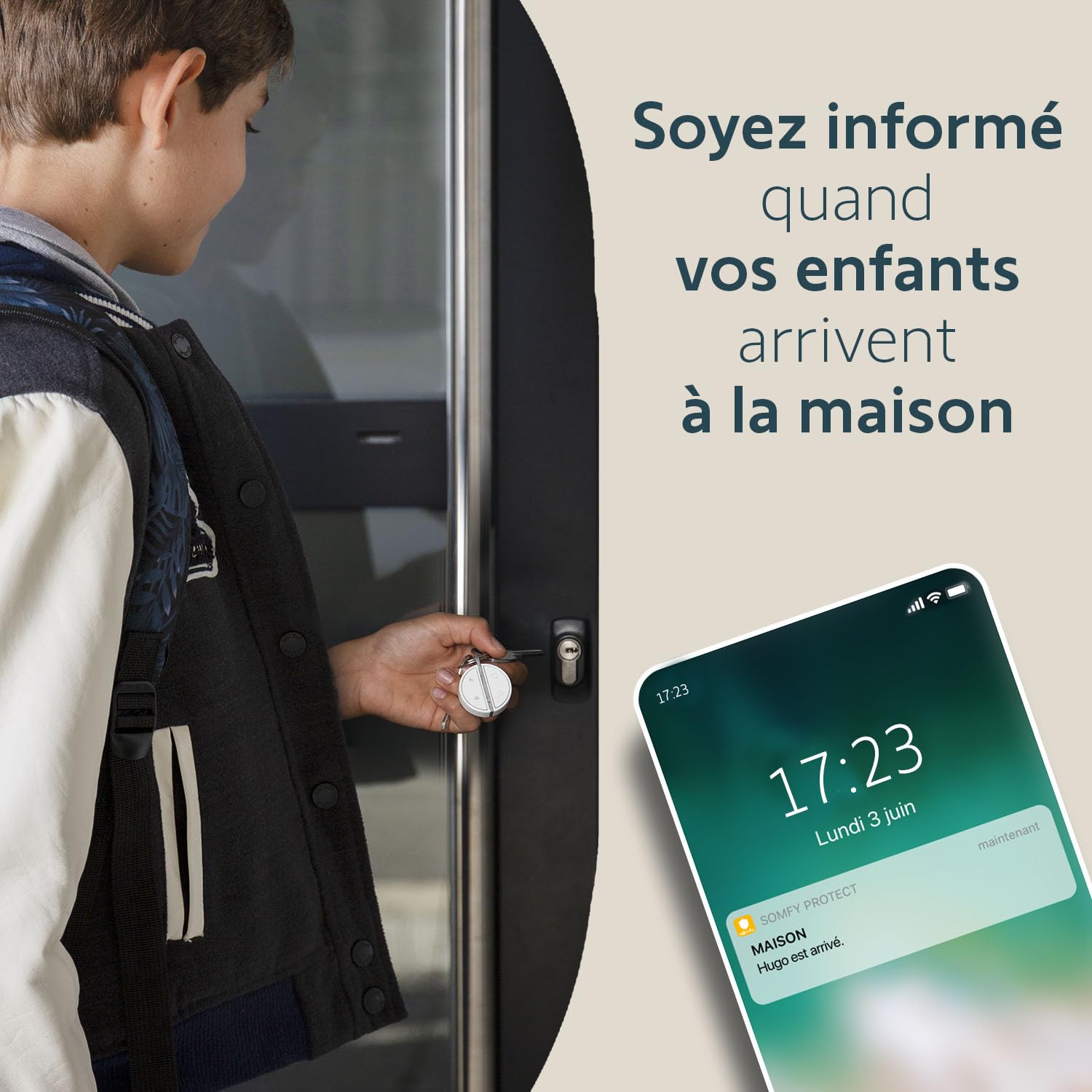 Somfy 2401489 - Badge d'activation et de désactivation alarme | Fonction mains libres | Compatible Home Alarm (Advanced, Essential), Somfy One (+)