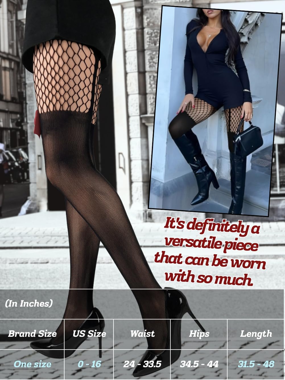 Bow Tights,Goth Fishnets Mock Thigh High Stockings,Sexy Costume Halloween Holiday Fits 0-16 - Image 5