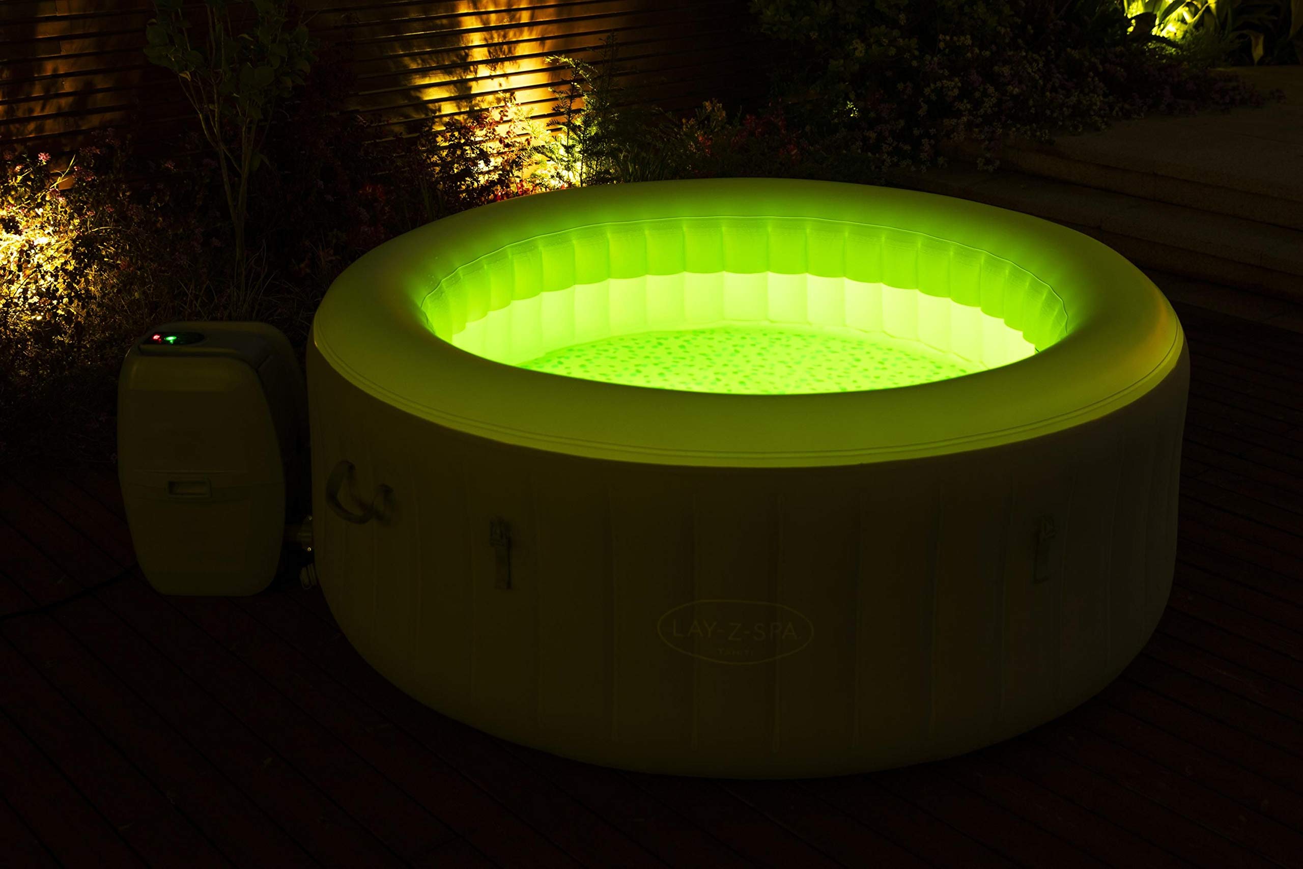 BESTWAY - SPA Hinchable Lay-Z-SPA Tahiti para 2-4 Personas Redondo 180x66 cm con Luces LED