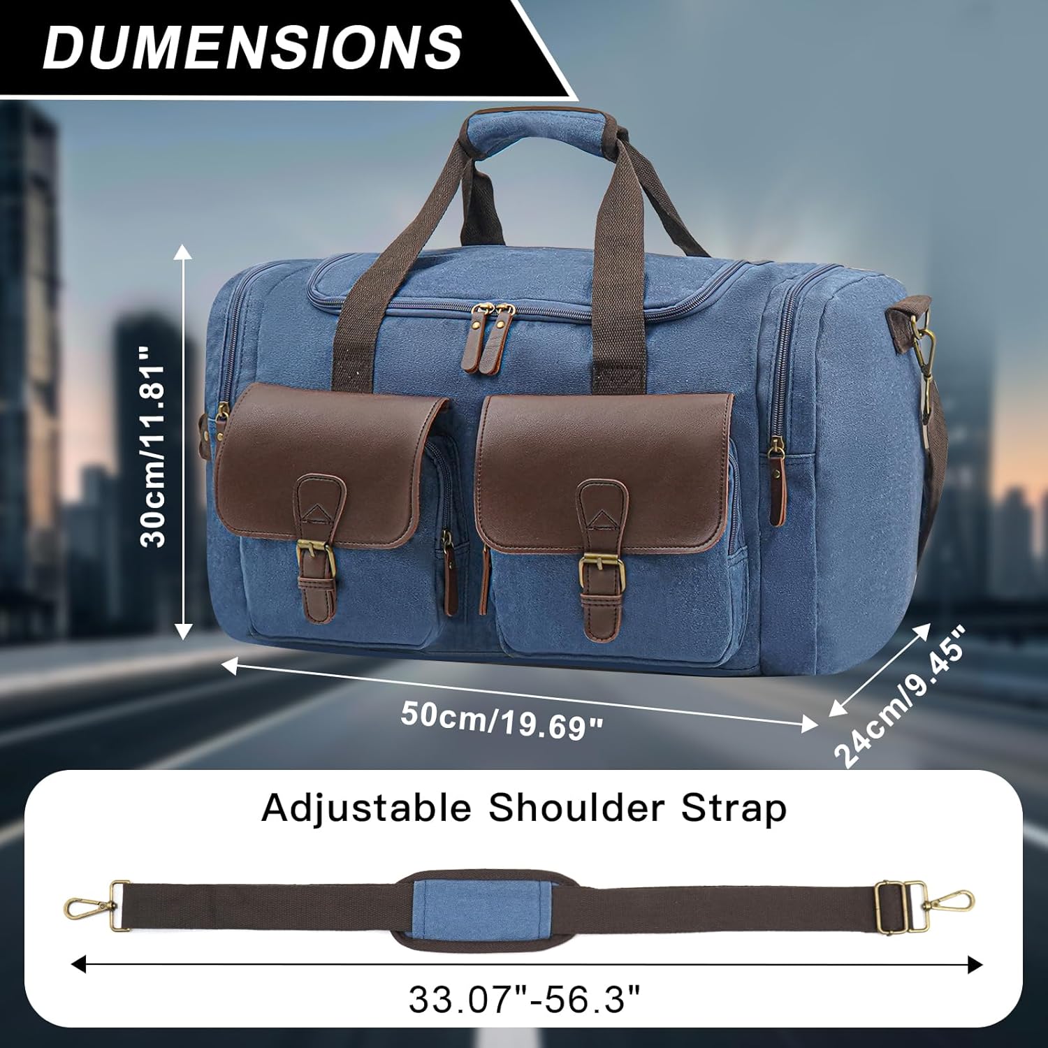 Men's Weekender Duffle Bag - Vintage Overnight & Gym Bag with Multi-Compartments, Carry-On Approved for Travel - Image 4