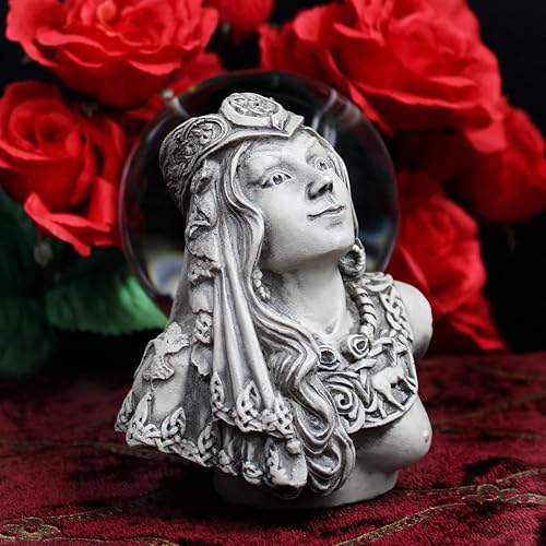 Miniatura 3 de Dryad Design Estatua de Rhiannon - Busto de diosa Wicca pagana en acabado de piedra, decoración de altar celta para el hogar, 4 pulgadas de alto
