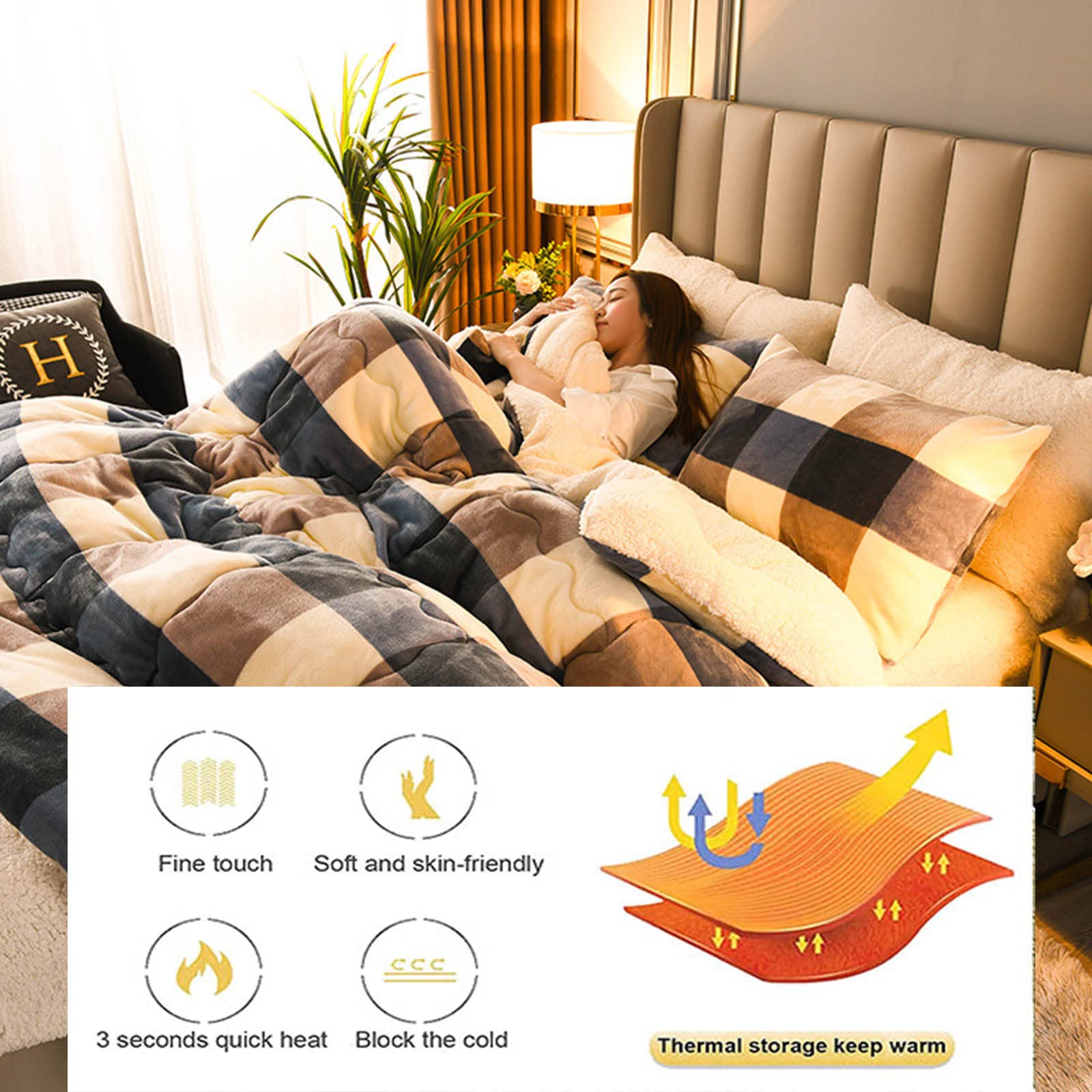 Luxurious Lamb Wool Quilt, Super Warm Cashmere Quilt Soft Quilted Bedspread, Double-Sided Duvet, Suitable for Cold Winter Weather/Sleeping Bed-Filling Thick Duvet,A,150x200cm ?2.5kg?