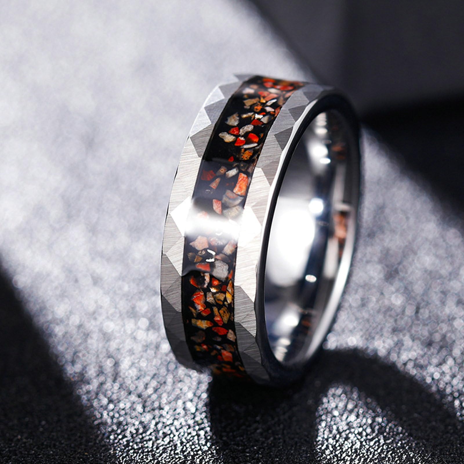 Anello di fidanzamento in tungsteno, unisex, 8 mm, con pietra opaca, unisex, argento