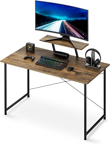 Magshion Escritorio para computadora de 47 pulgadas, escritorio para computadora con estantes, escritorio de oficina en casa, mesa de PC con 2