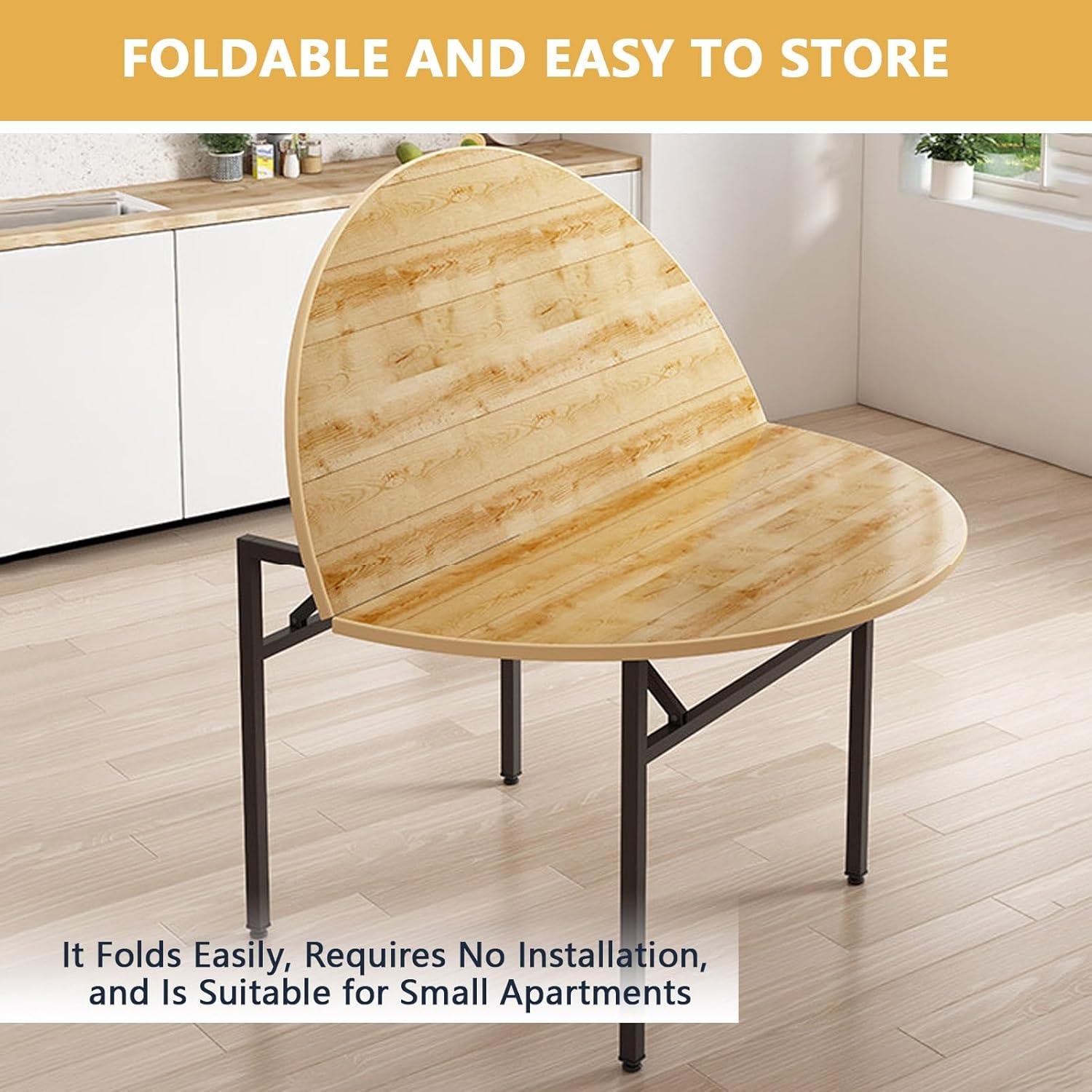 Large Round Folding Table Top, Diameter 55.1/59/63/70.8in Wood Replacement Desktop, Foldable Table Extender Top for Dining and Coffee, Space Saving(160cm(63in))