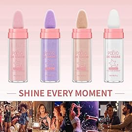 2PCS Polvo De Hadas Fairy Dust Highlight Patting Powder - Full Body Contouring and Clavicle Pearlescent Patting Powder for Face and Eye, Christmas Sparkling Body Glitter (01 White & 02 Pink)