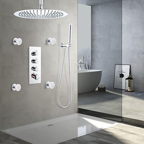 Miniatura 69 de HOMEDEC - Paquete de 6 chorros redondos de latón cepillado para masajes cuadrados de 2 pulgadas