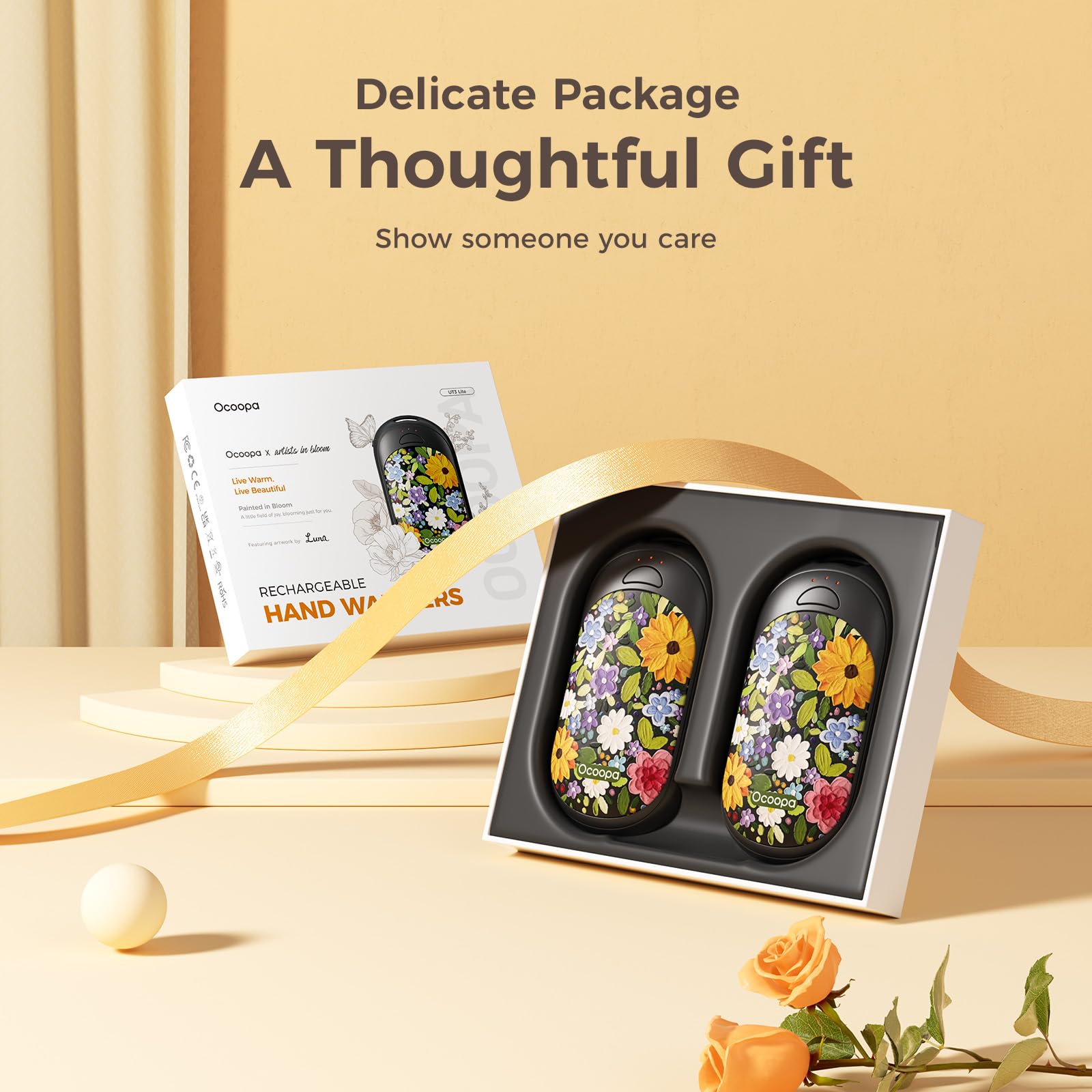 Magnetic Hand Warmers Rechargeable 2 Pack, Electric Handwarmers, Smart Heating UL Certified, 3-Settings,Portable Heater, Ultra Slim Pocket, Hunting Essentials, Gifts For Christmas Men, UT3 Lite