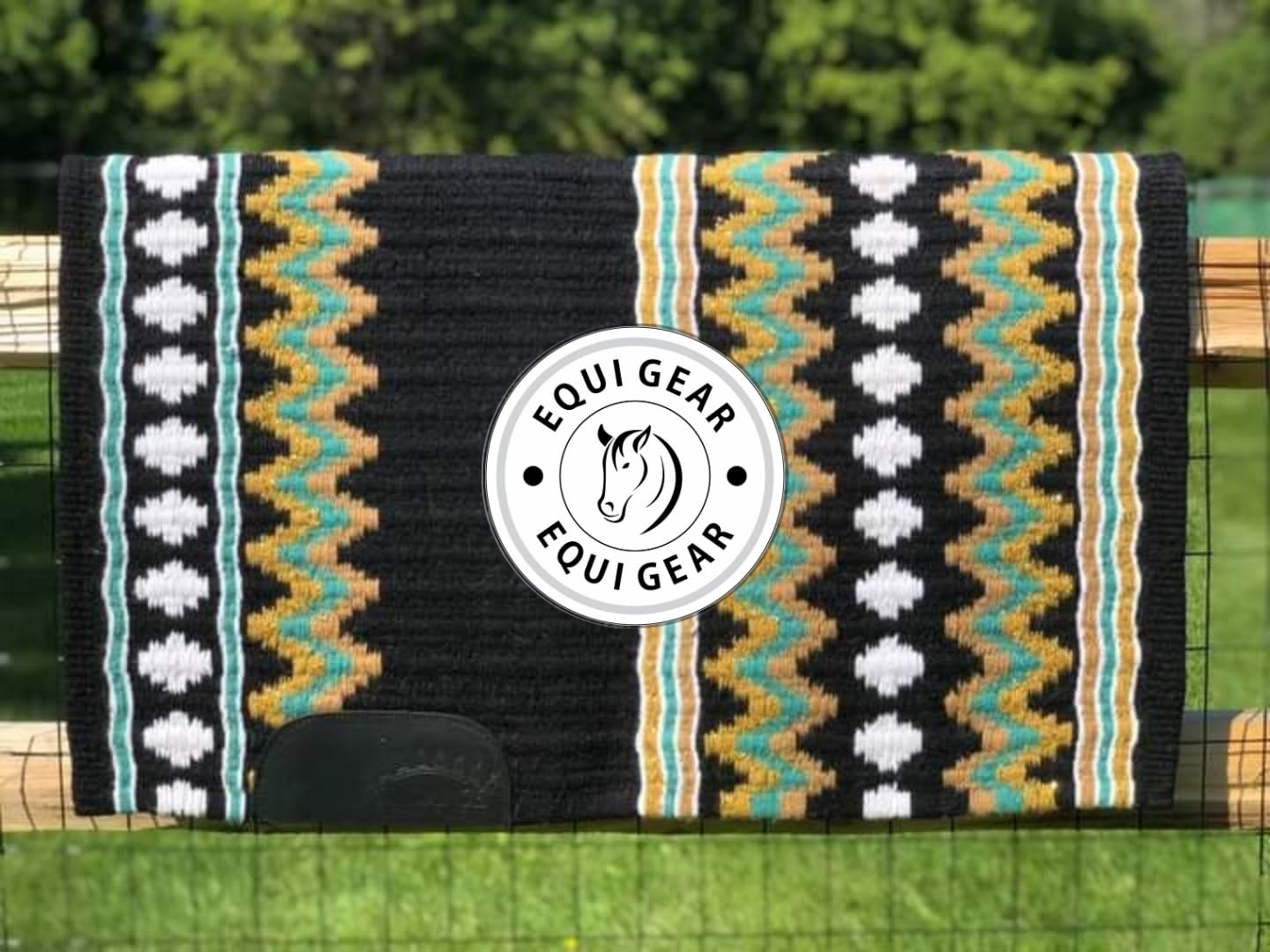 Horse Western Show Sottosella/Coperta da sella Western in lana neozelandese con imbottitura in lana con sensore Flex (personalizzazione disponibile) NJU45 (36" x 42")