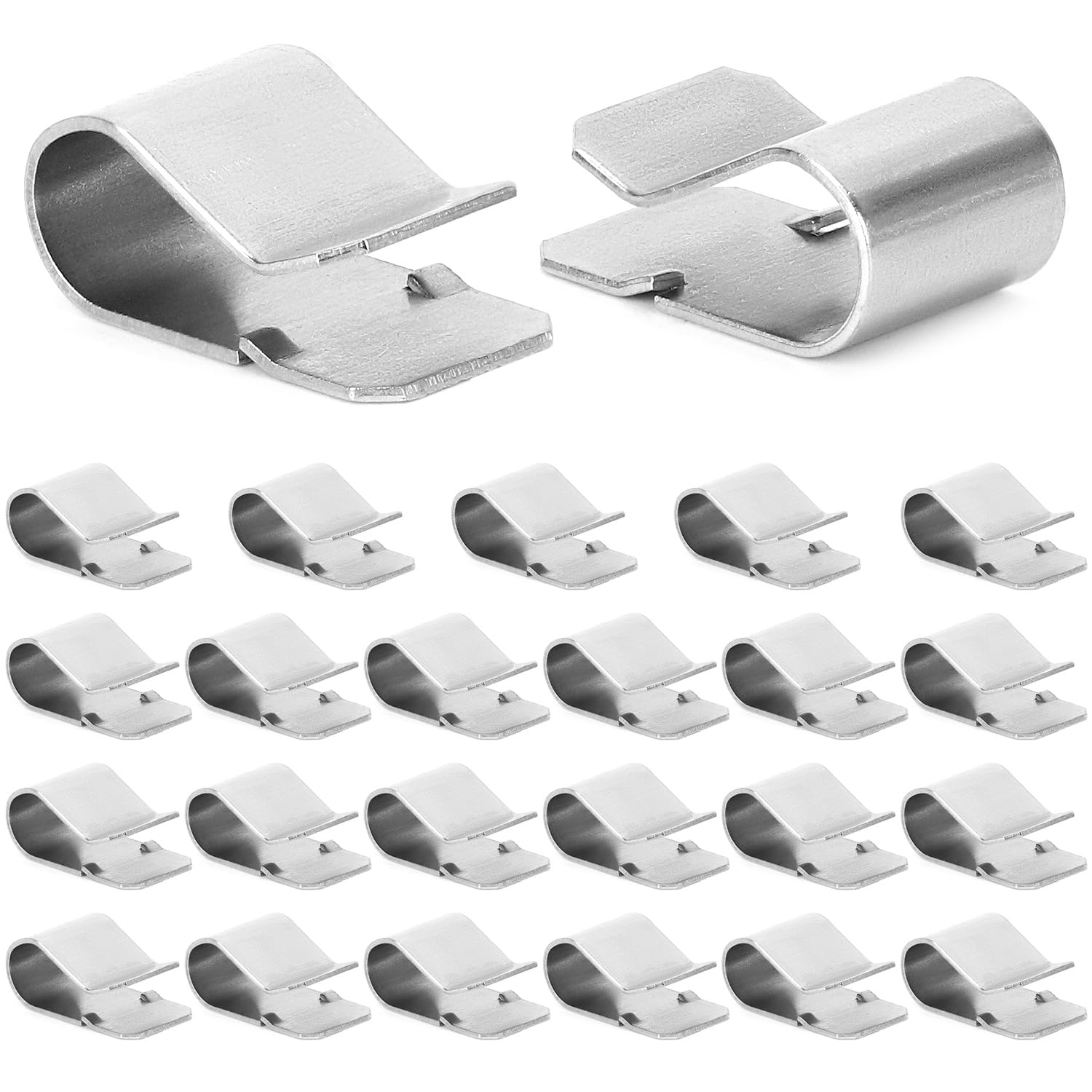 QWORK® 25PCS Fastening Clips U Clips, 304 Stainless Steel, Fit Panel Thickness 3-7.5mm, 21.4 x 12mm Size