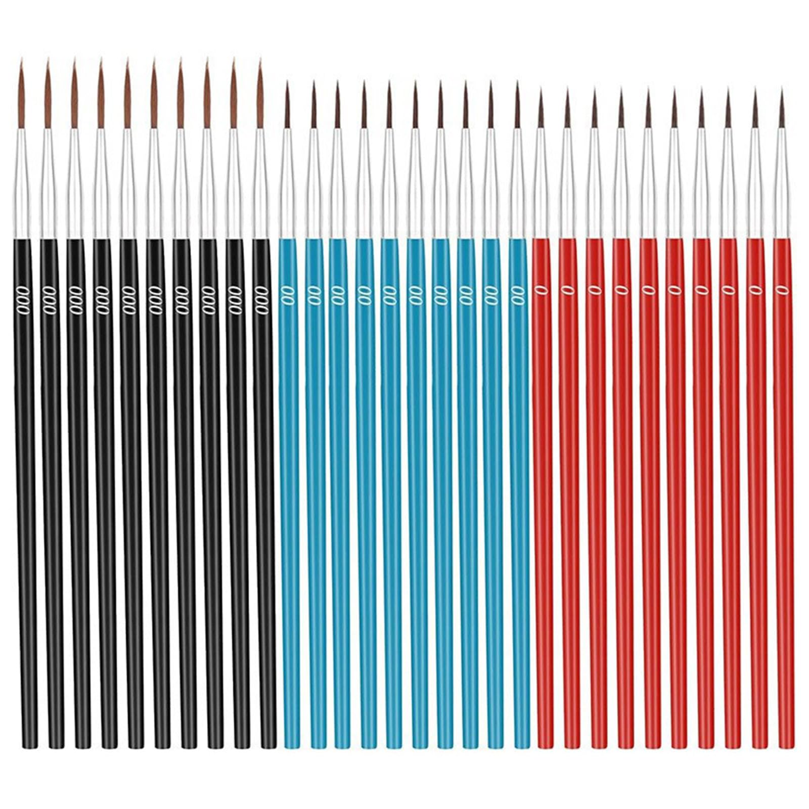 30 Pcs Tiny Detail Paint Brushes #0#00#000 3 Size Fine Paint Brush Artists Paint Brushes Nylon Hair Painting Brush