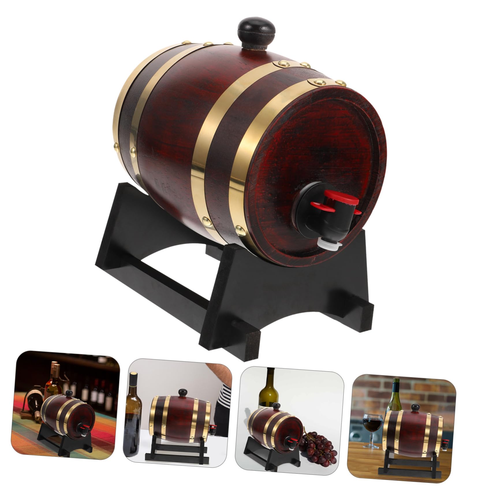 Garneck Elegant Wine Barrel Bucket 1l Wood Wine Barrel for Bars Wineries Showcases