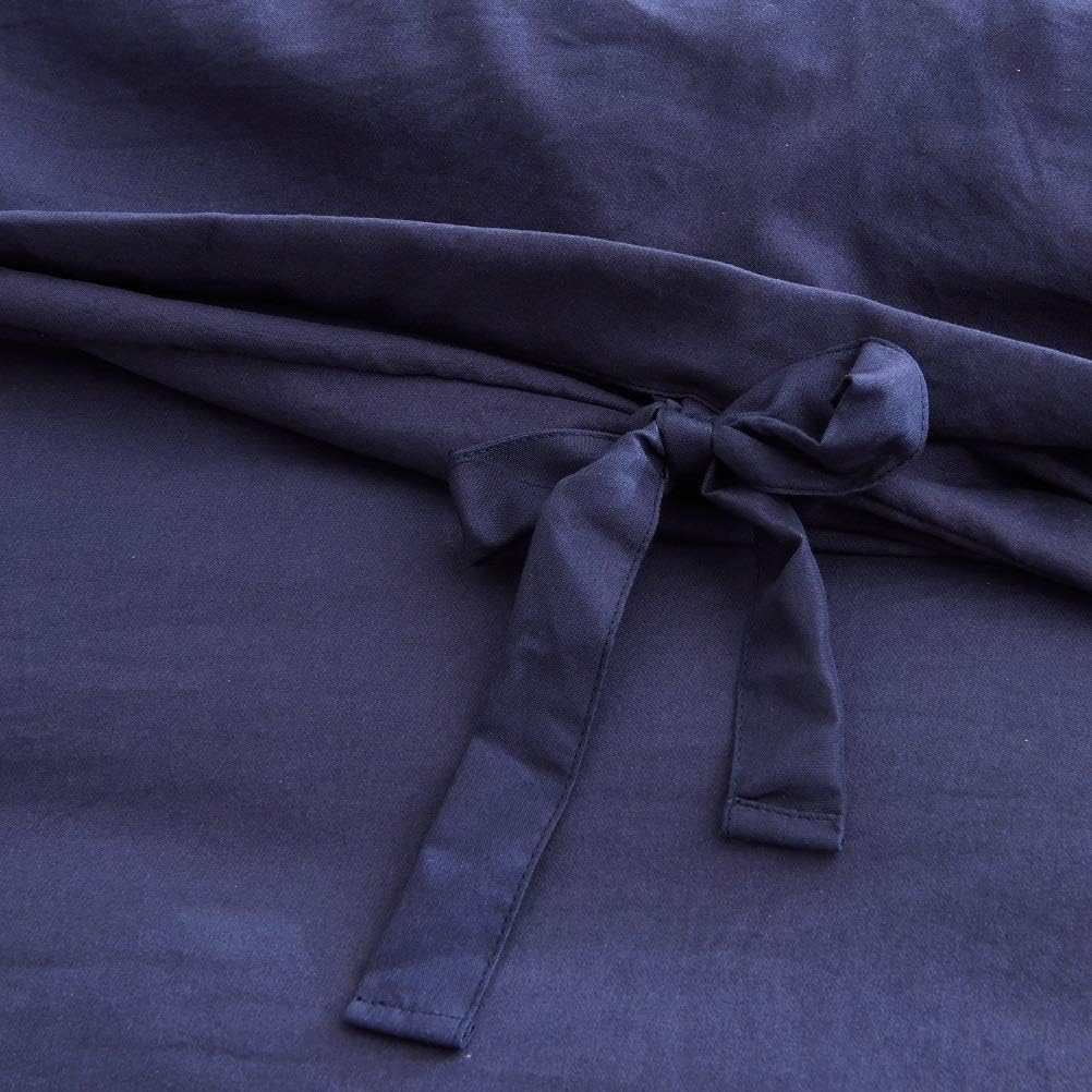 M&Meagle Duvet Cover Navy Blue,Solid Color Bowknot Design,100% Microfiber Treated by Washed Cotton Process,Feels Like a Very Soft Cotton-King Size (3Pcs,1 Duvet Cover 2 Pillowcases)