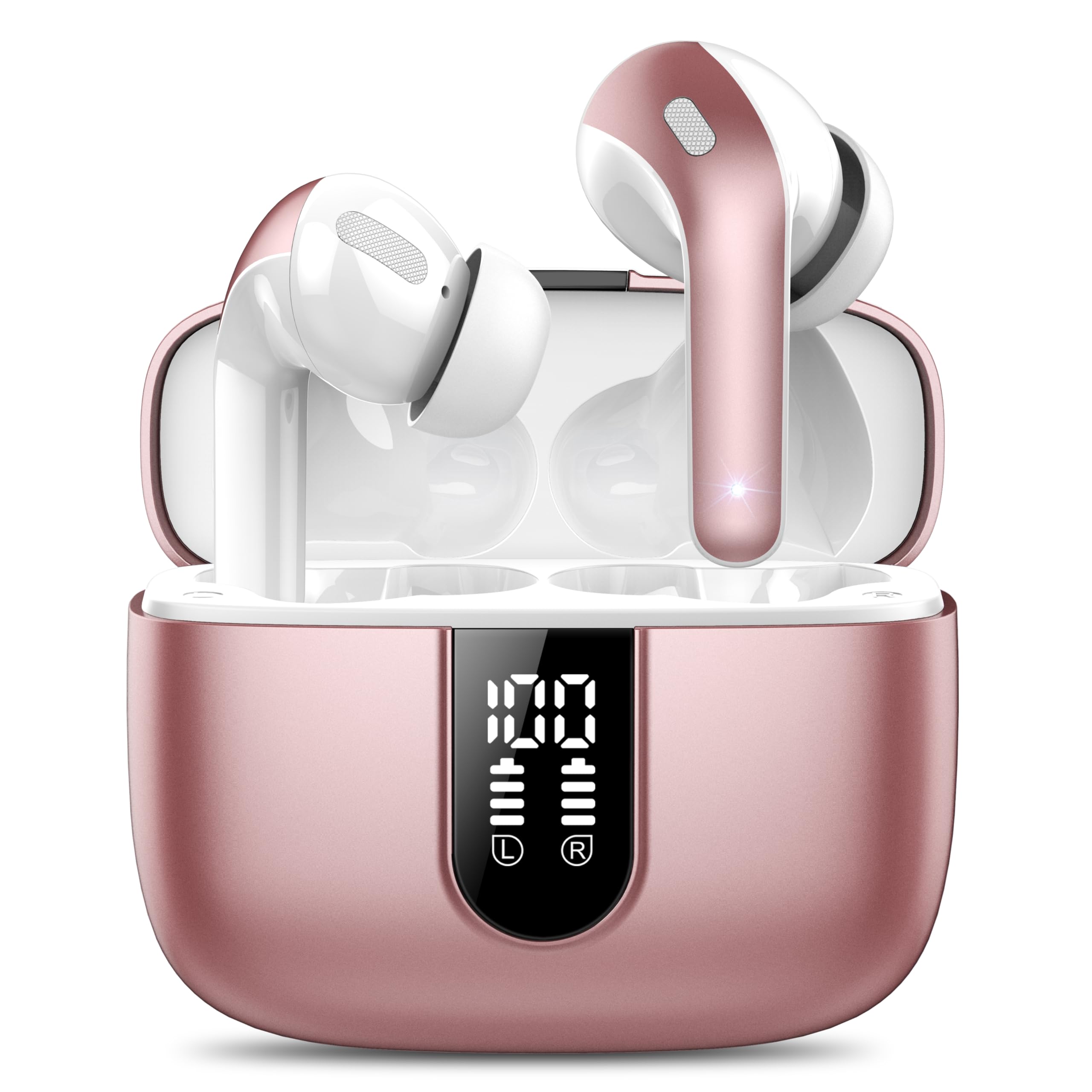 Auriculares Inalámbricos Bluetooth, Auriculares Bluetooth 5.3, 4 Mic con Reducción de Ruido ENC, 50H con Graves, Cascos Inalambricos Bluetooth IP7 Impermeable, Carga Rápida USB-C, Ajuste Cómodo