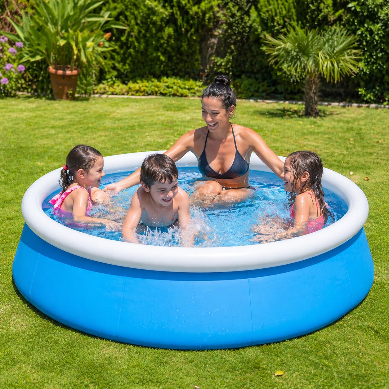 Piscina Gonfiabile Tonda First Frame Pool Ø152x38 cm – Struttura in Acciaio, 477 Litri – Facile Montaggio + Kit Riparazione – LEMAG SRL