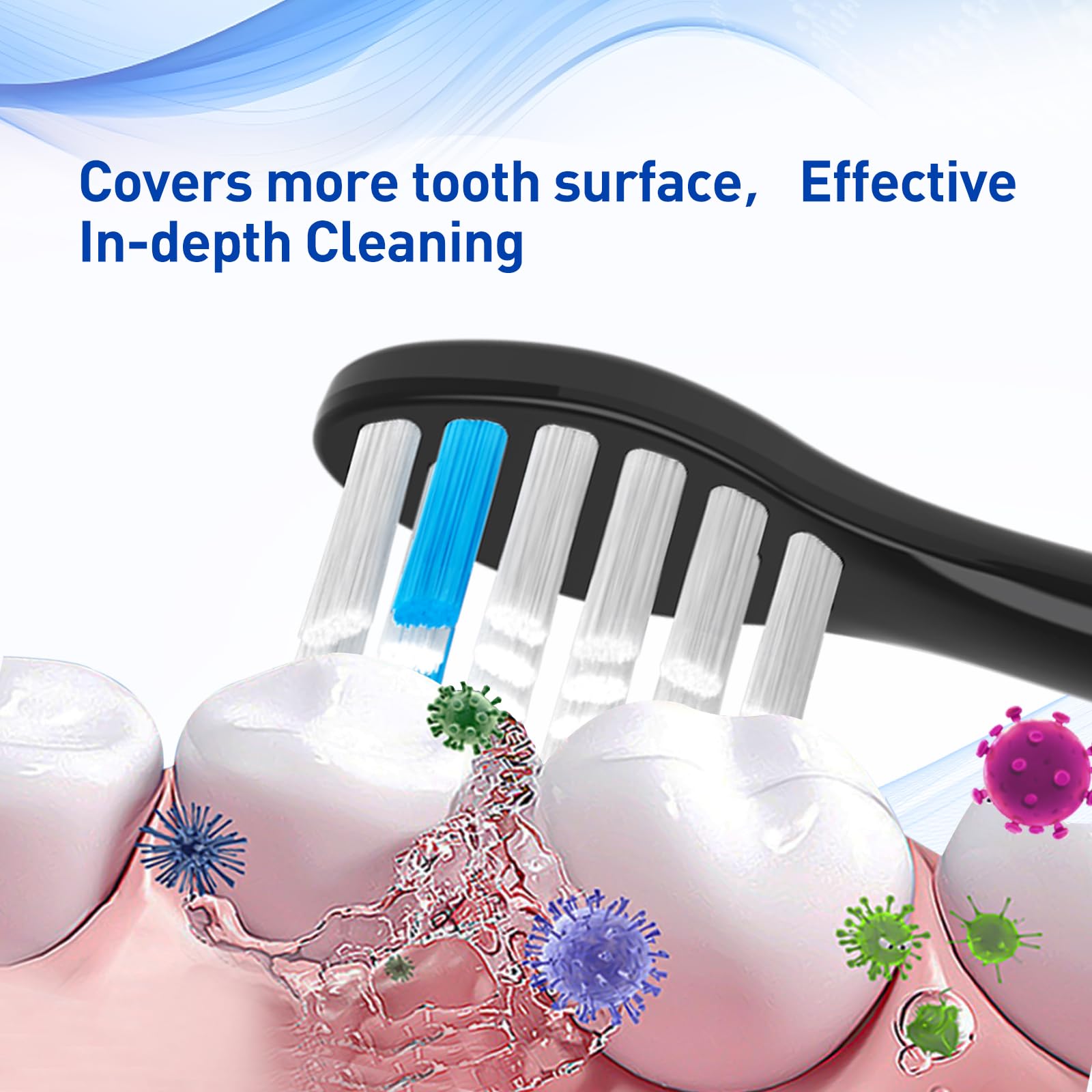 Cabezales de repuesto para cepillo de dientes eléctrico TAO Clean, negro, paquete de 10