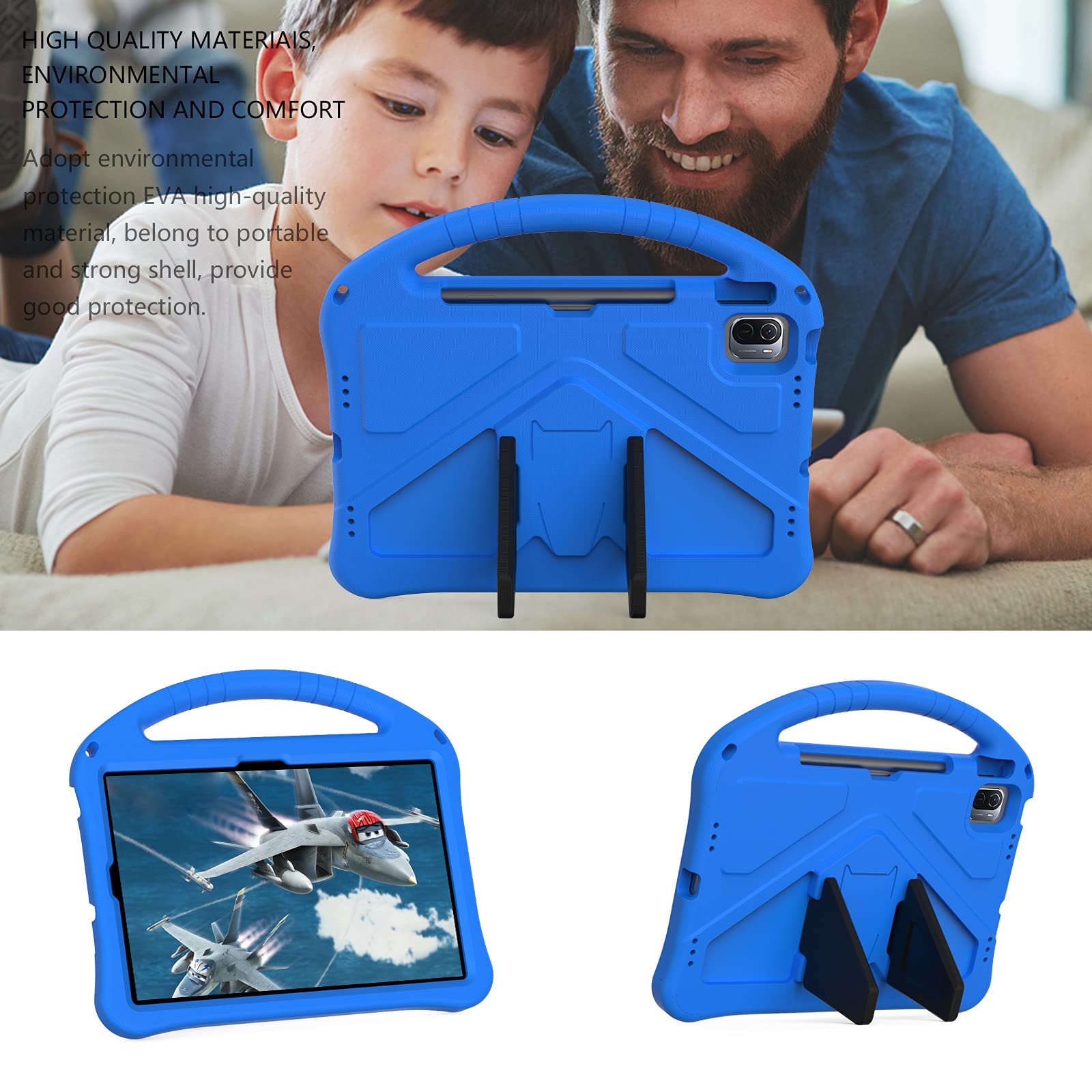Custodia per tablet per Huawei MatePad 11 2021 11 pollici Copertura antiurto leggera per bambini con supporto maniglia Tablet Blu