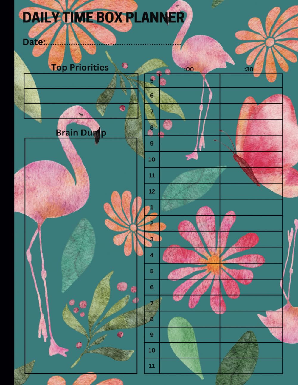 Flamingos Undated Daily Time Box Planner