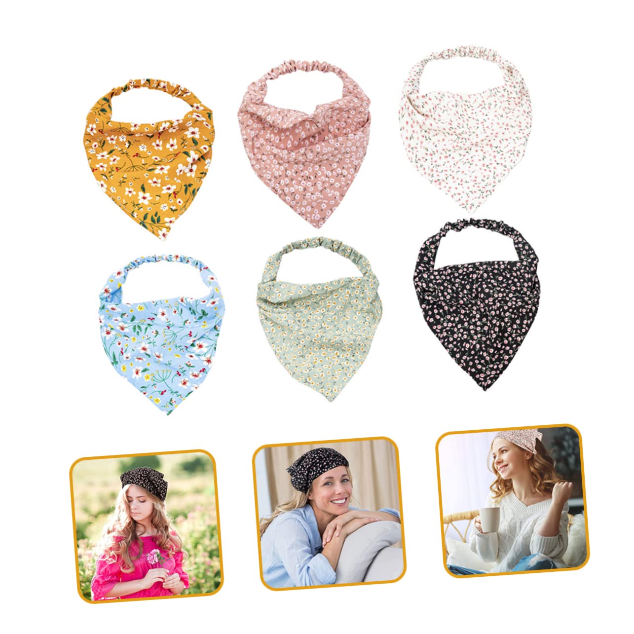MAGICLULU Piezas Bufanda Triangular Pañuelo Para El Pelo Diademas De Niñas Lazos Para El Cabello De Niña Pañuelo De Cabeza De Gasa Pañuelos De Damas Turbante Tela De Las Mujeres Elástico