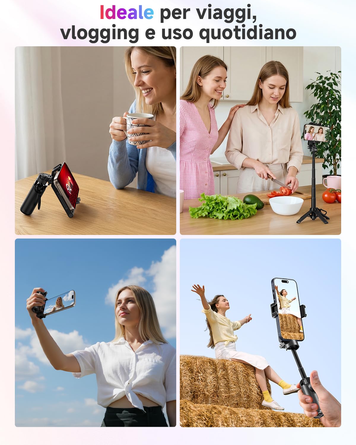 Rollei Treppiede Smartphone Easy Creator SmartGrip 3-in-1 Bastone Selfie Estensibile con Telecomando Selfiestick Portatile con 2 Attacchi Cold Shoe, Treppiede-Smartphone-Cavalletto-Bastone-Selfie