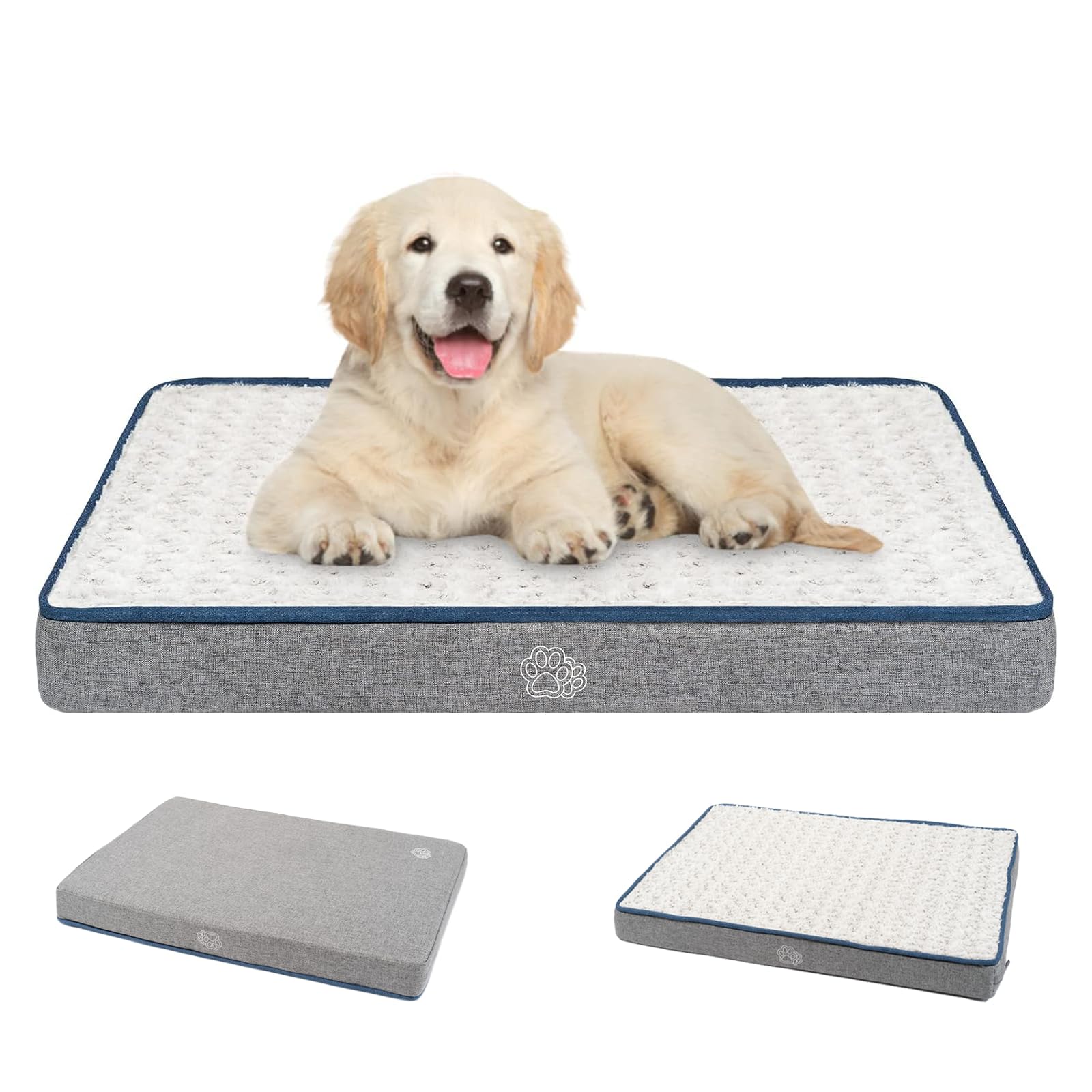 EMPSIGN Cuscino per Cane Media, Materassino Impermeabile Tappeto Sfoderabile Lavabile, 76x50x7,5cm, Grigio