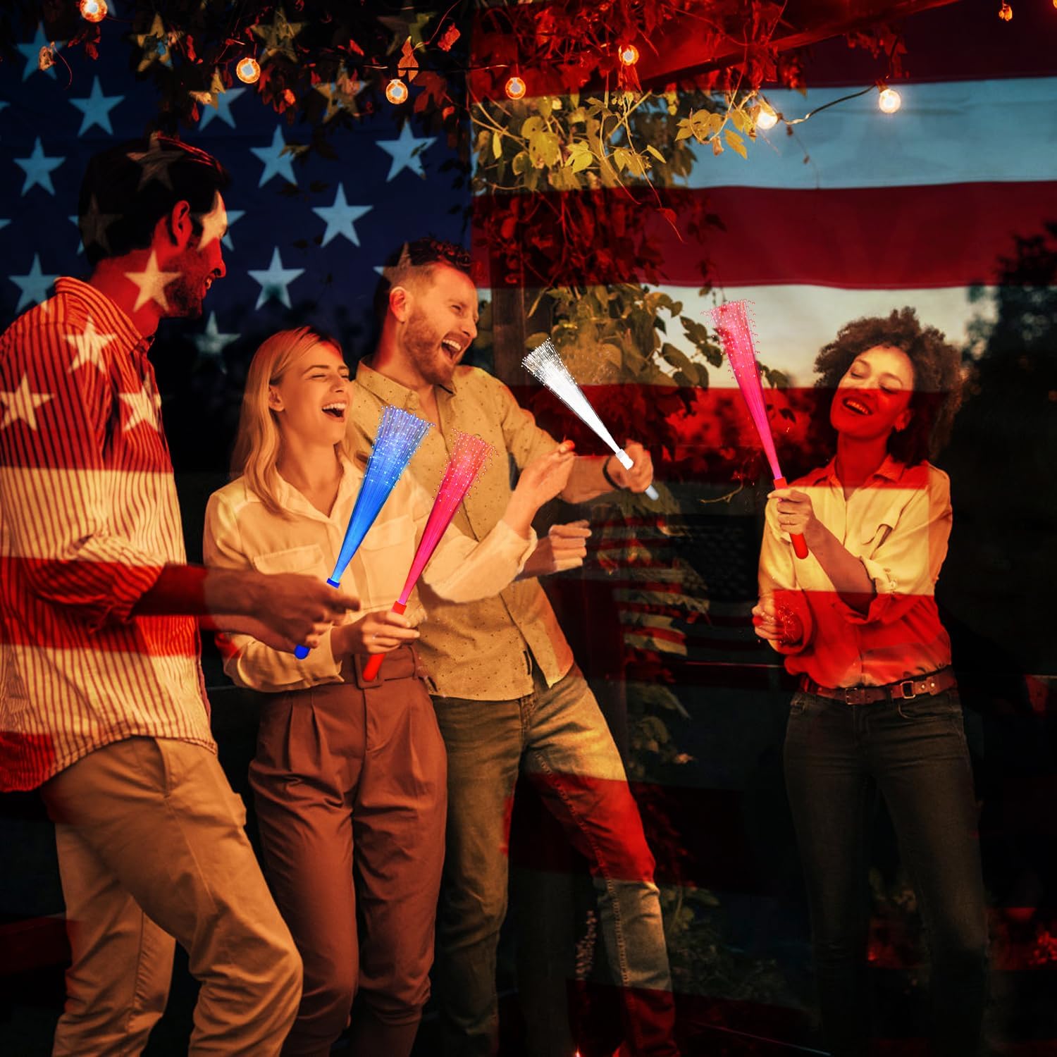 12 Pack Red Glow Fiber Optic Wands Bulk Light Up Wand Glow Sticks with 3 Lighting Modes for Christmas Valentine's Day Easter 4th of July Halloween - Image 6