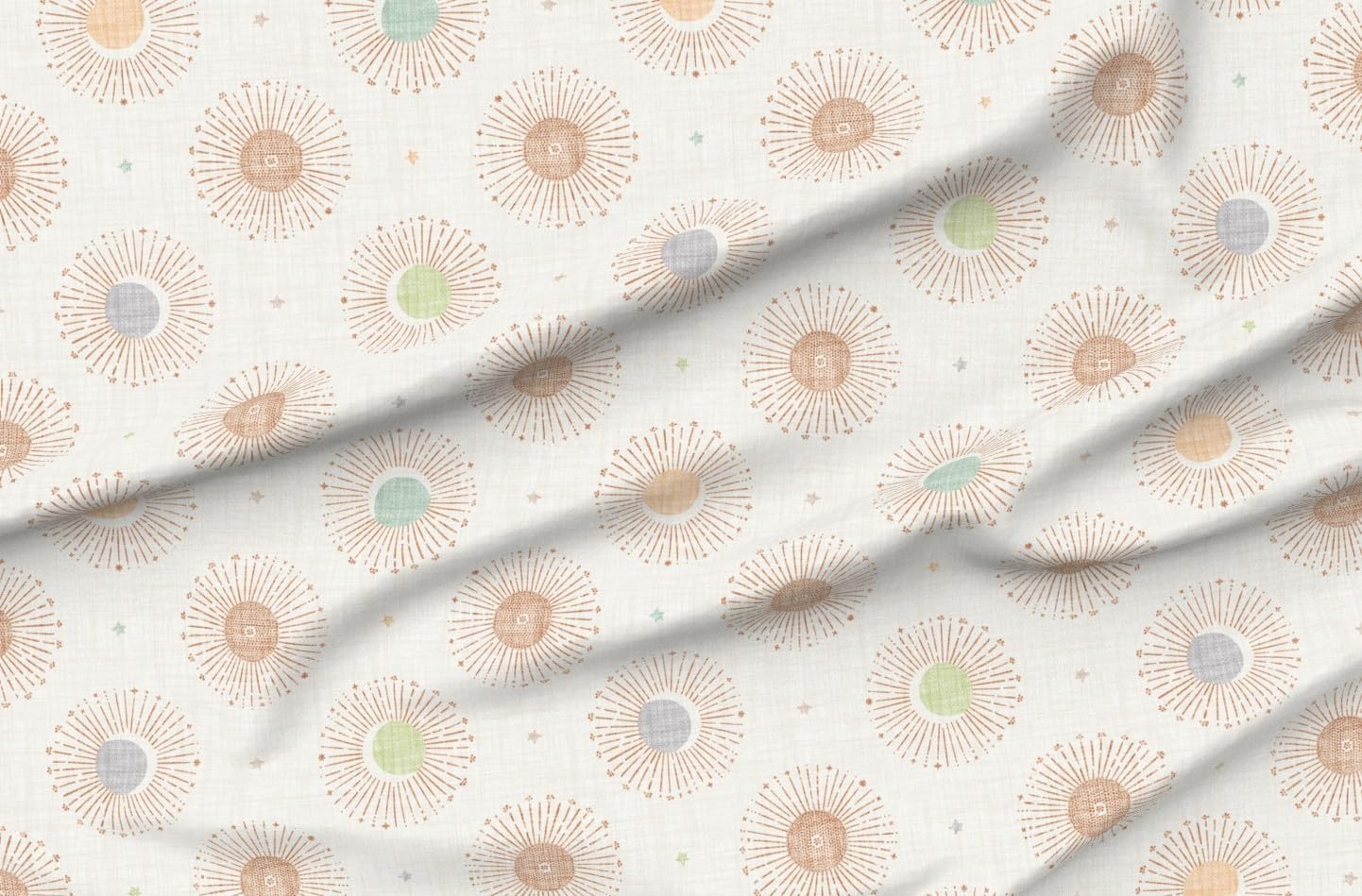 Spoonflower Fabric - Boho Baby Kids Celestial Sun Stars Moon Sky Sunburst Bohemian Printed on Petal Cotton Fabric Fat Quarter - Sewing Quilting Apparel Crafts Decor