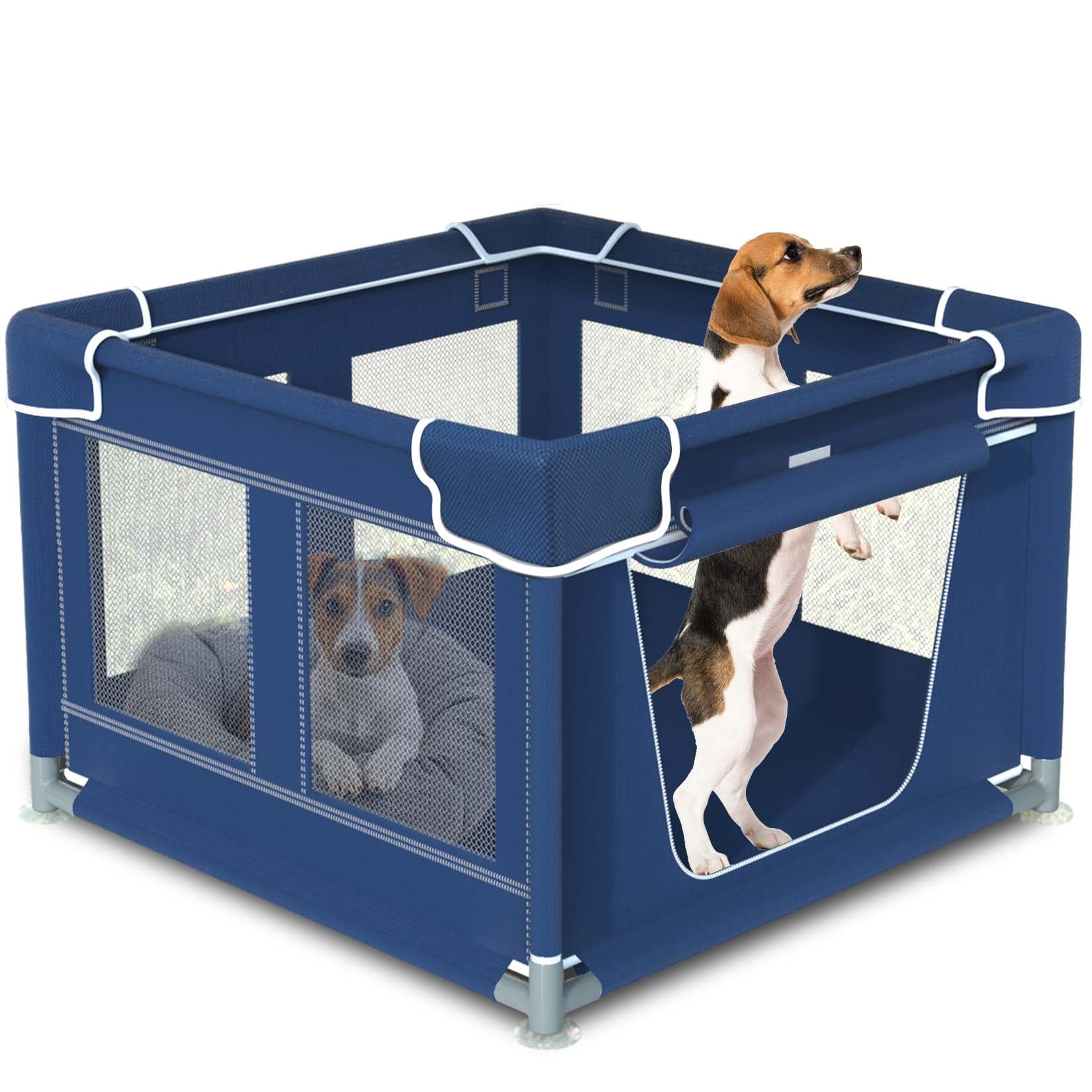 42 × 42 Inch Puppy PlayPen with Gate for Puppies, Pet PlayPen for Outdoors & Indoors, Thickened Fabric, Safe & Sturdy Dog Fence